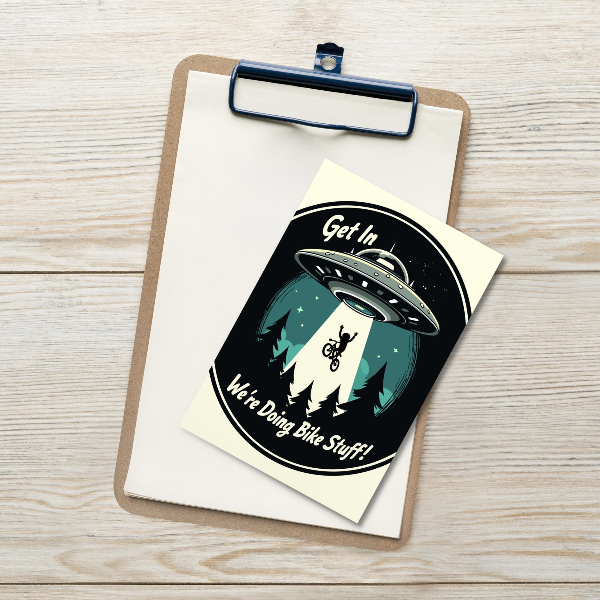 Mountain Biker - UFO Abduction Standard Postcard - Post Cards - Discovery Co.