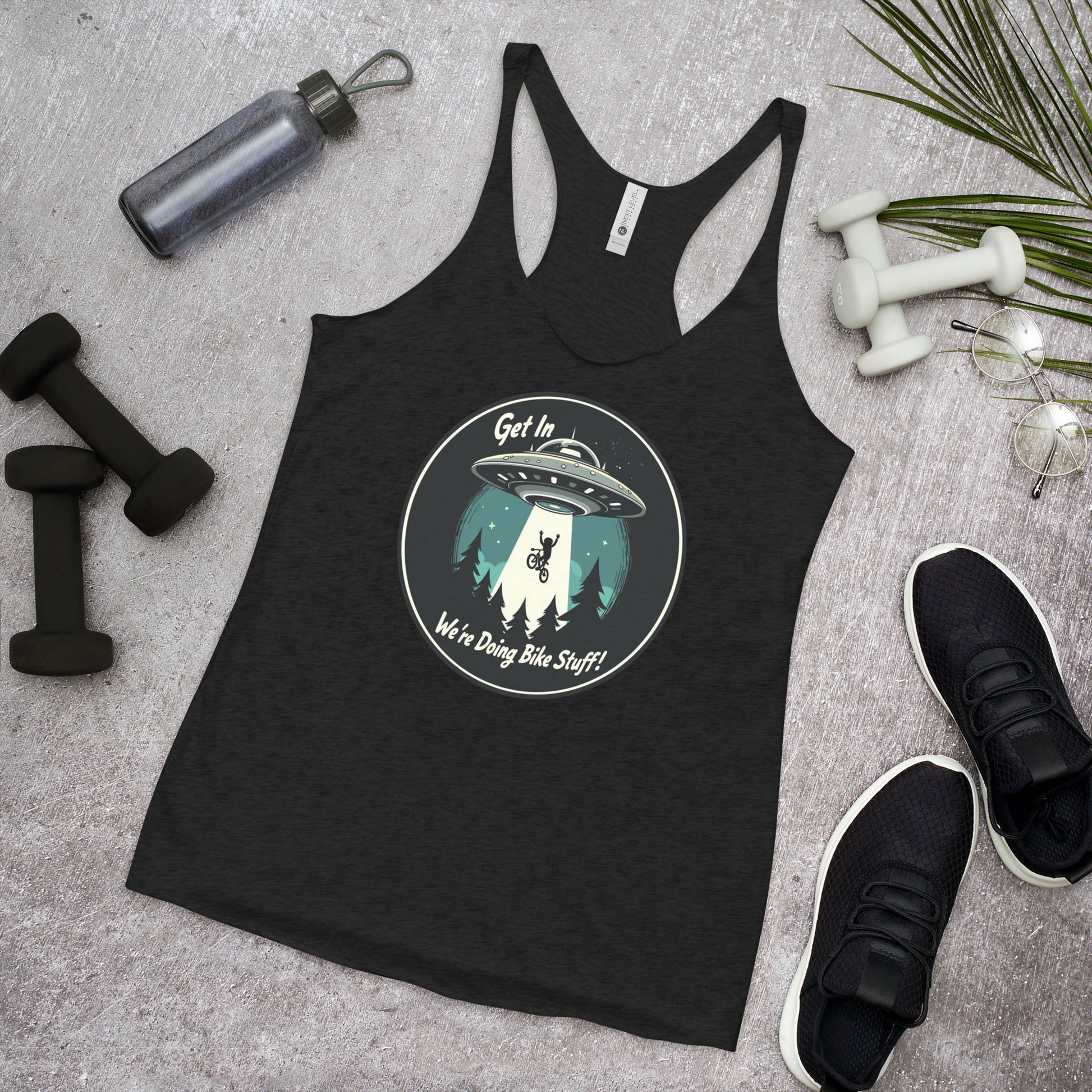 Mountain Biker - UFO Abduction Women's Racerback Tank - Women's Shirts - Discovery Co.