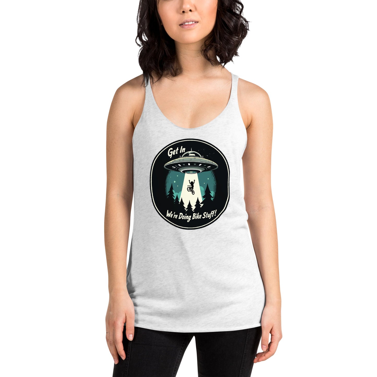 Mountain Biker - UFO Abduction Women's Racerback Tank - Women's Shirts - Discovery Co.