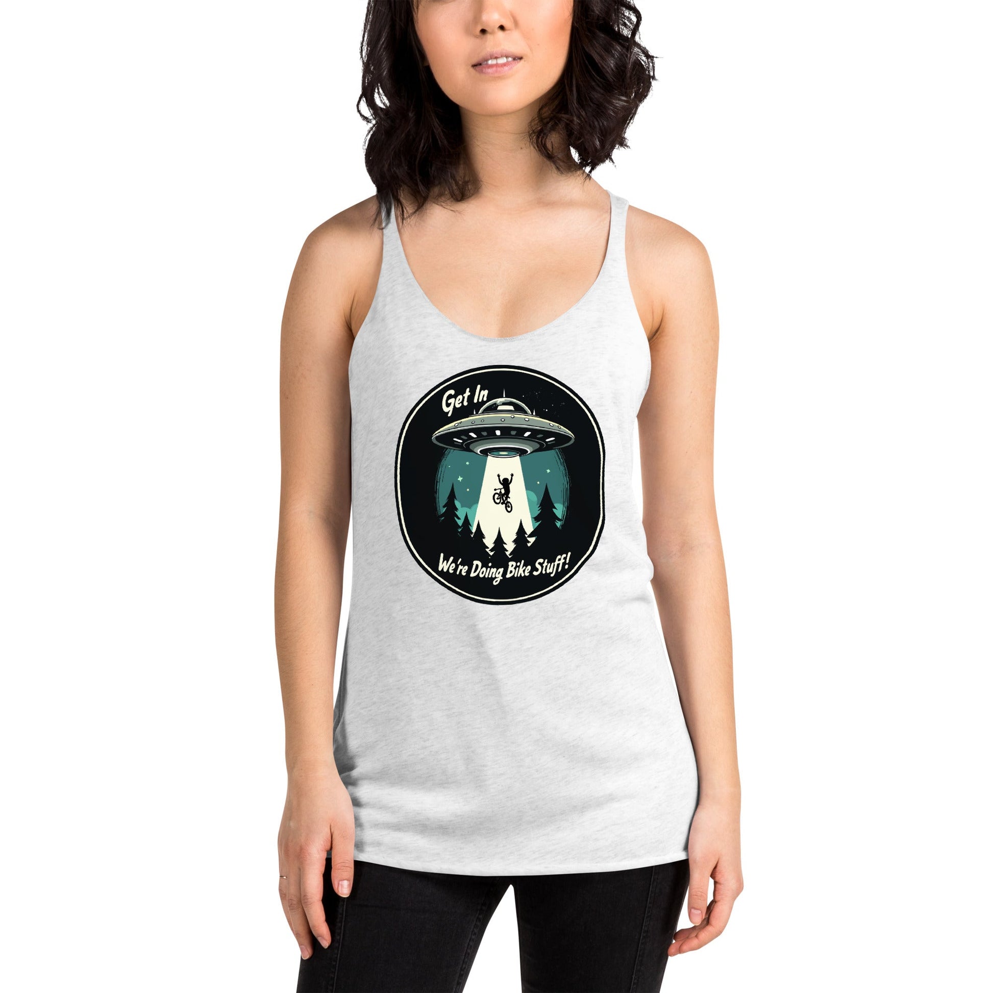 Mountain Biker - UFO Abduction Women's Racerback Tank - Women's Shirts - Discovery Co.