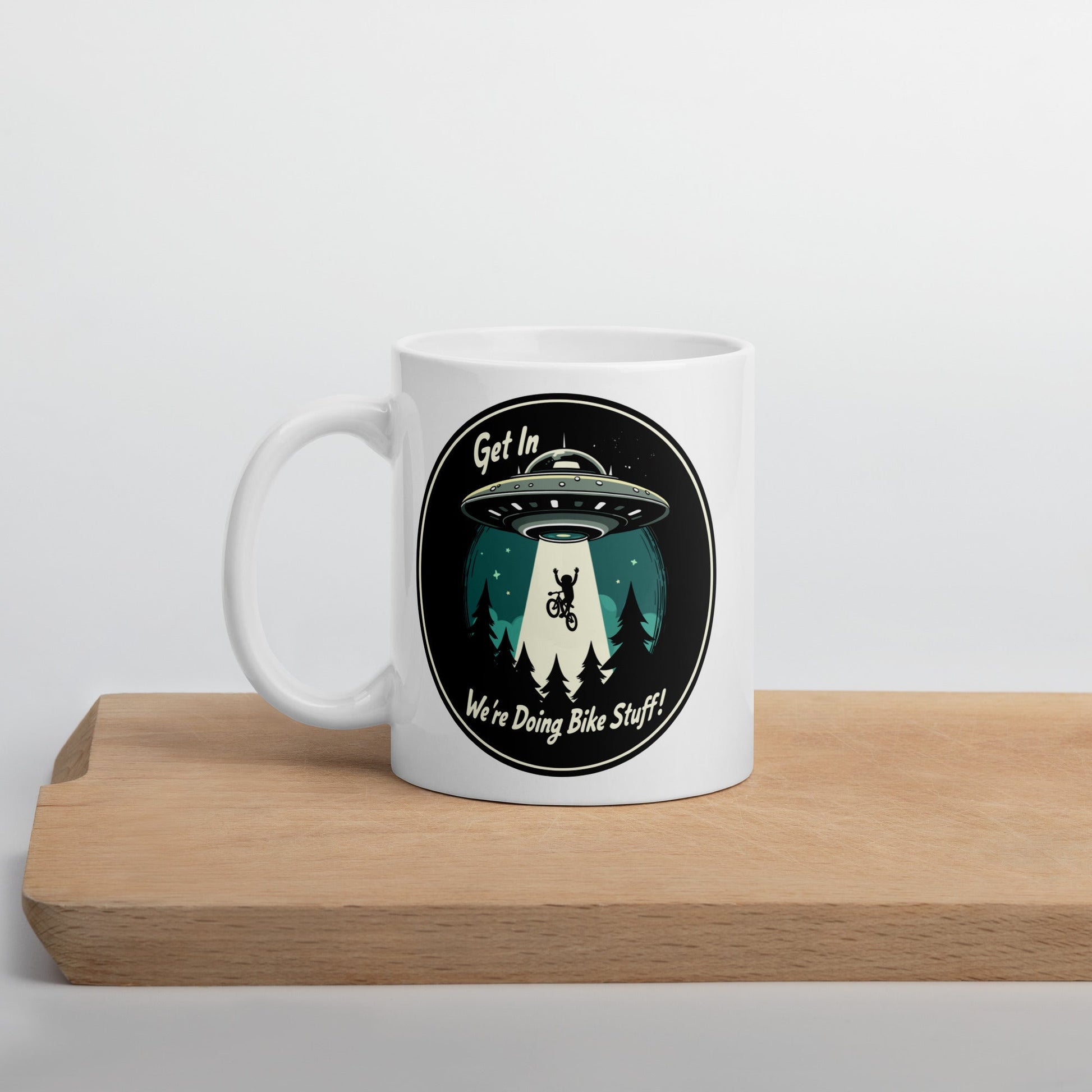 Mountain Biking - UFO Abduction White Glossy Mug (11 oz, 15 oz, 20 oz) - Mugs - Discovery Co.
