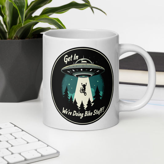 Mountain Biking - UFO Abduction White Glossy Mug (11 oz, 15 oz, 20 oz) - Mugs - Discovery Co.