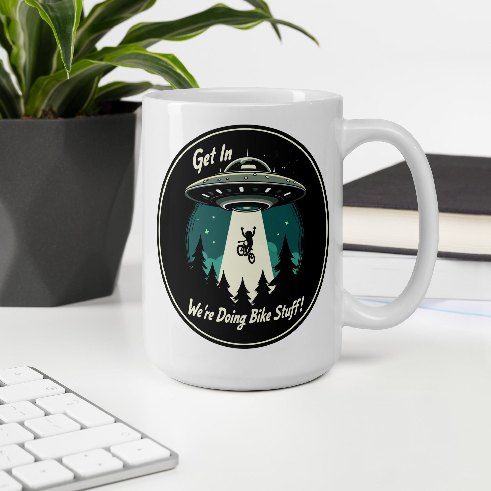 Mountain Biking - UFO Abduction White Glossy Mug (11 oz, 15 oz, 20 oz) - Mugs - Discovery Co.
