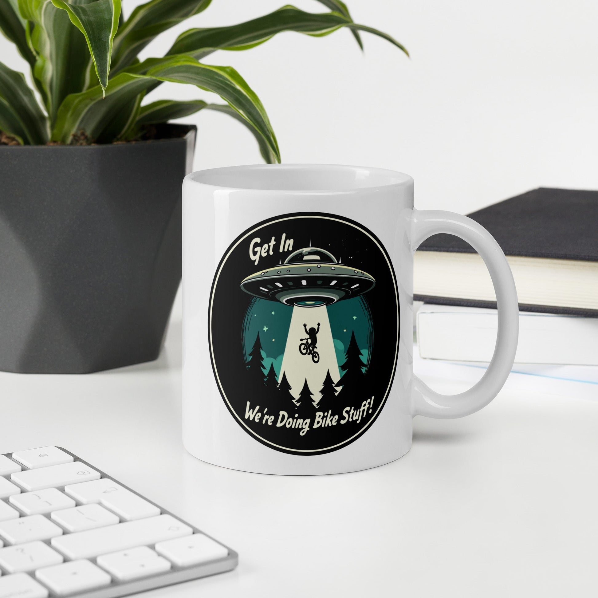 Mountain Biking - UFO Abduction White Glossy Mug (11 oz, 15 oz, 20 oz) - Mugs - Discovery Co.