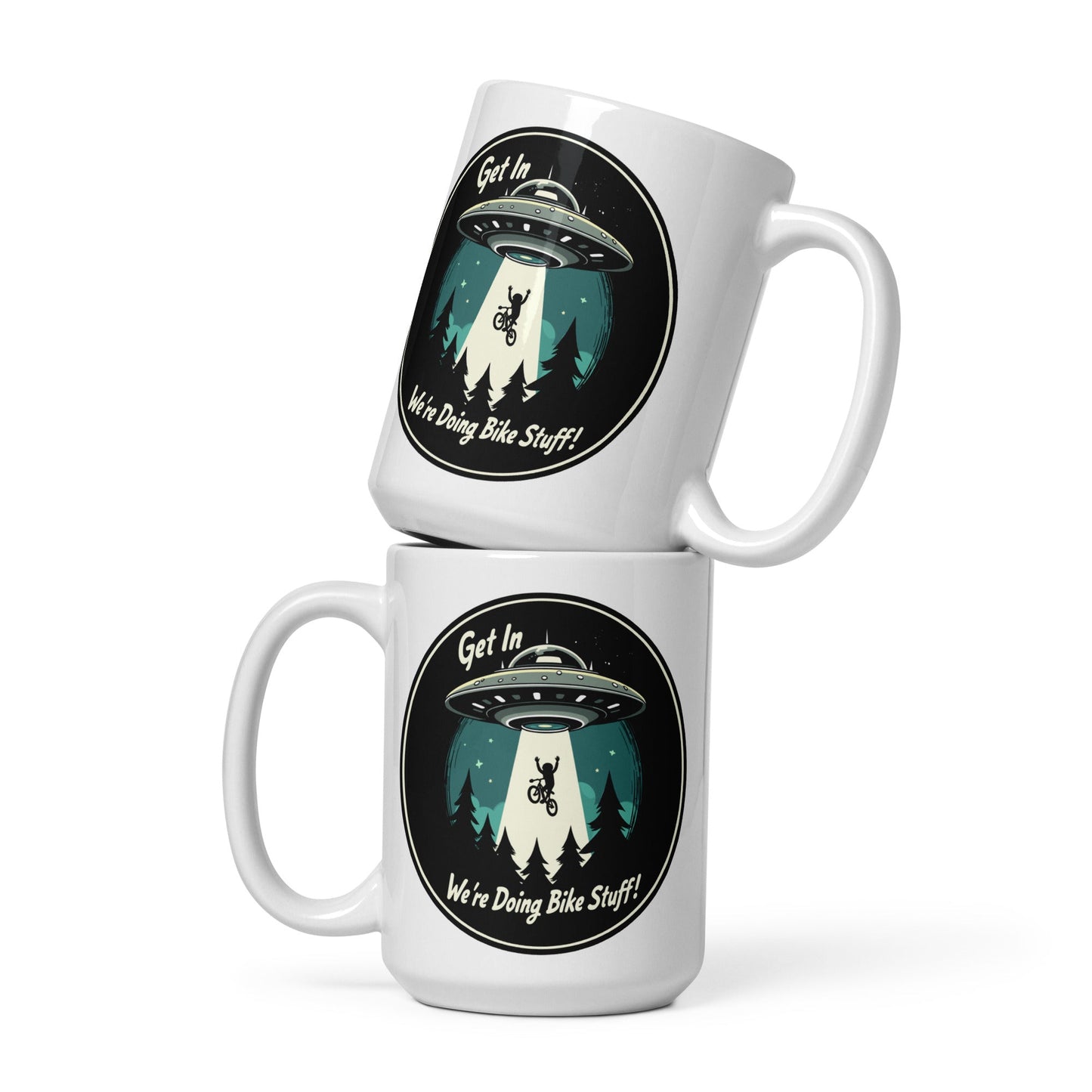 Mountain Biking - UFO Abduction White Glossy Mug (11 oz, 15 oz, 20 oz) - Mugs - Discovery Co.
