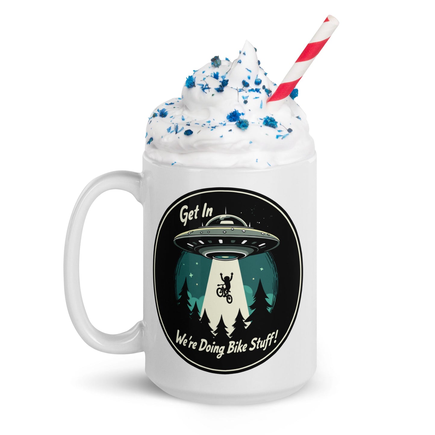 Mountain Biking - UFO Abduction White Glossy Mug (11 oz, 15 oz, 20 oz) - Mugs - Discovery Co.