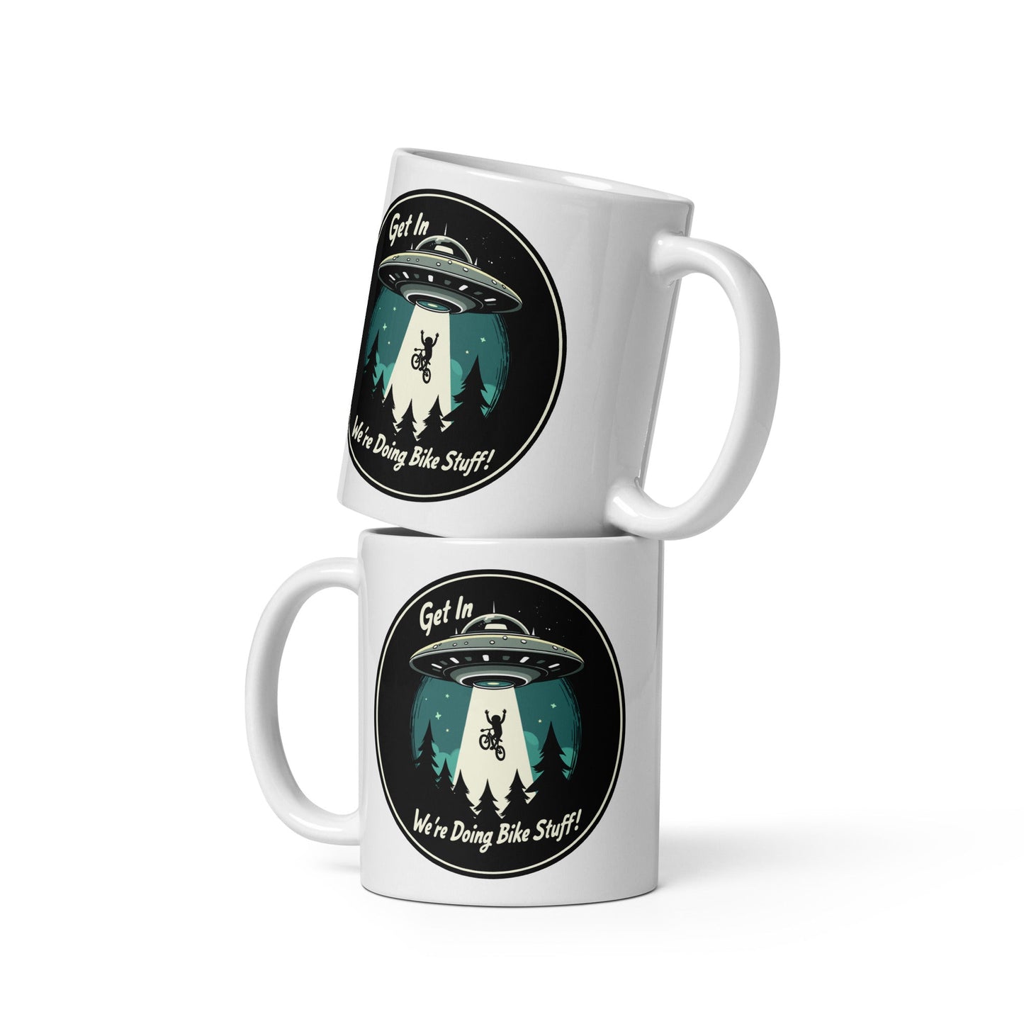 Mountain Biking - UFO Abduction White Glossy Mug (11 oz, 15 oz, 20 oz) - Mugs - Discovery Co.