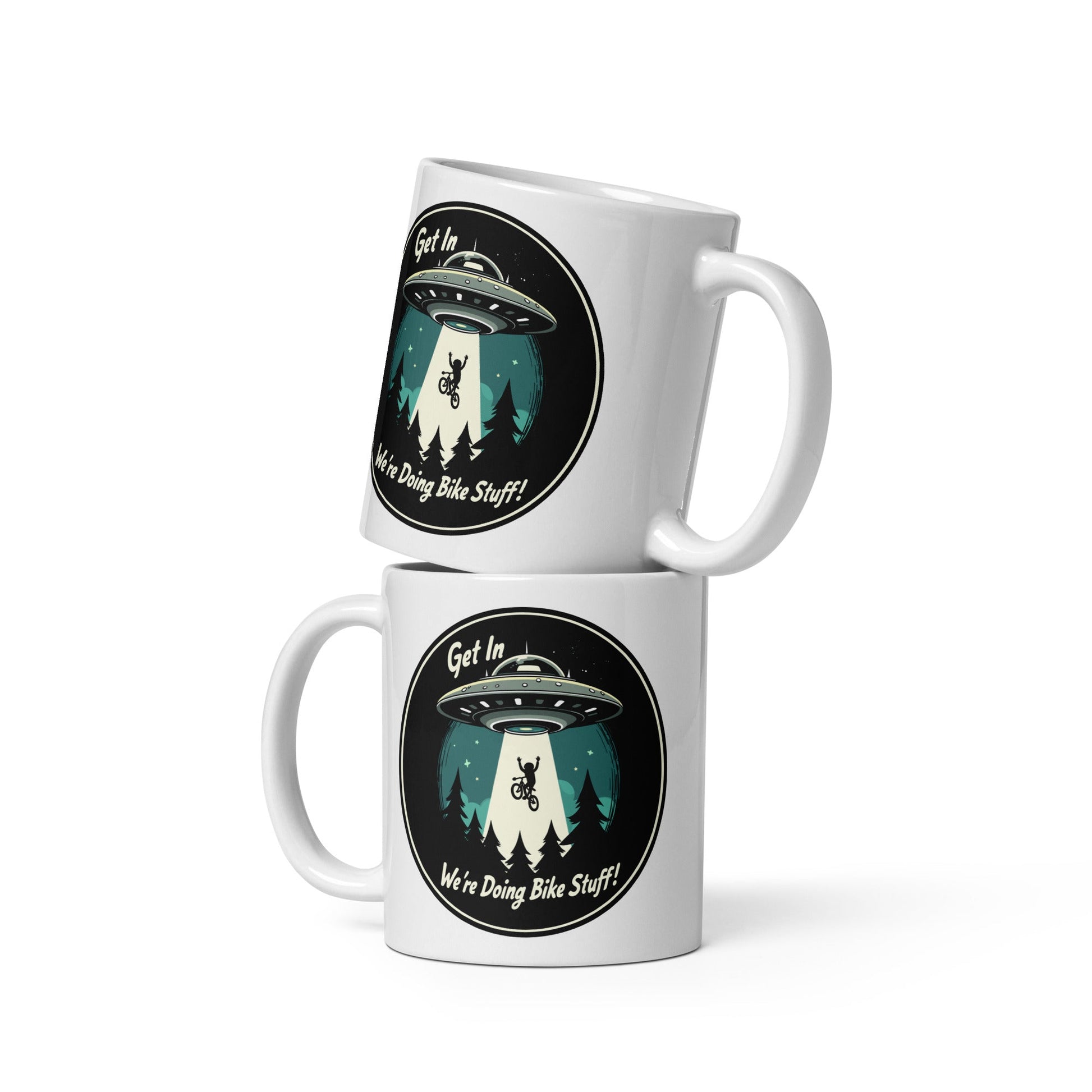 Mountain Biking - UFO Abduction White Glossy Mug (11 oz, 15 oz, 20 oz) - Mugs - Discovery Co.