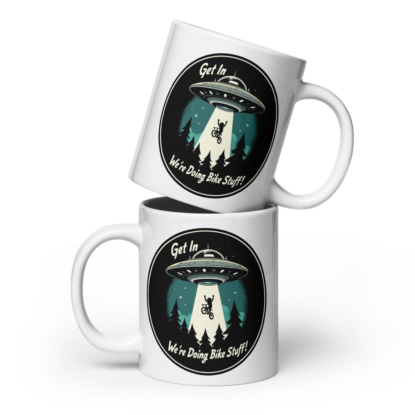Mountain Biking - UFO Abduction White Glossy Mug (11 oz, 15 oz, 20 oz) - Mugs - Discovery Co.