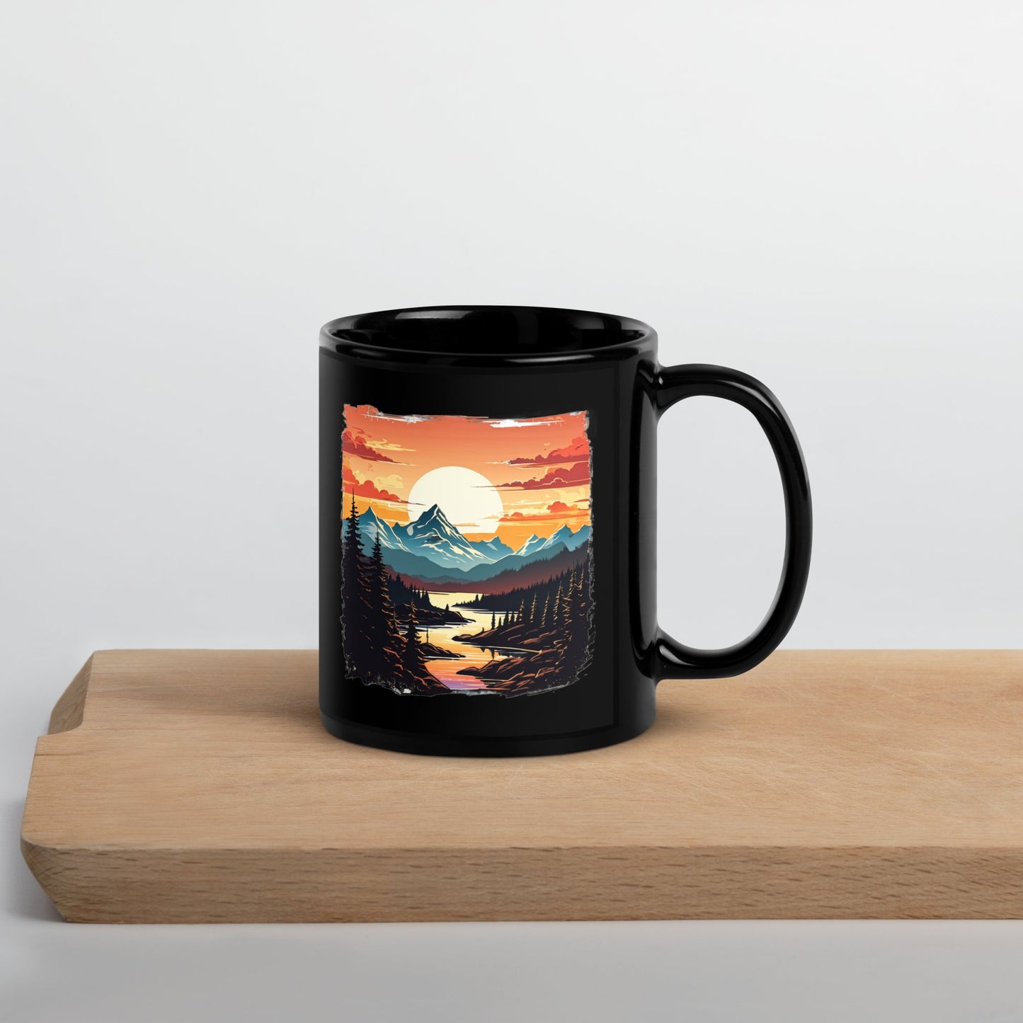 Mountain Stream Black Glossy Mug (11 oz, 15 oz) - Mugs - Discovery Co.