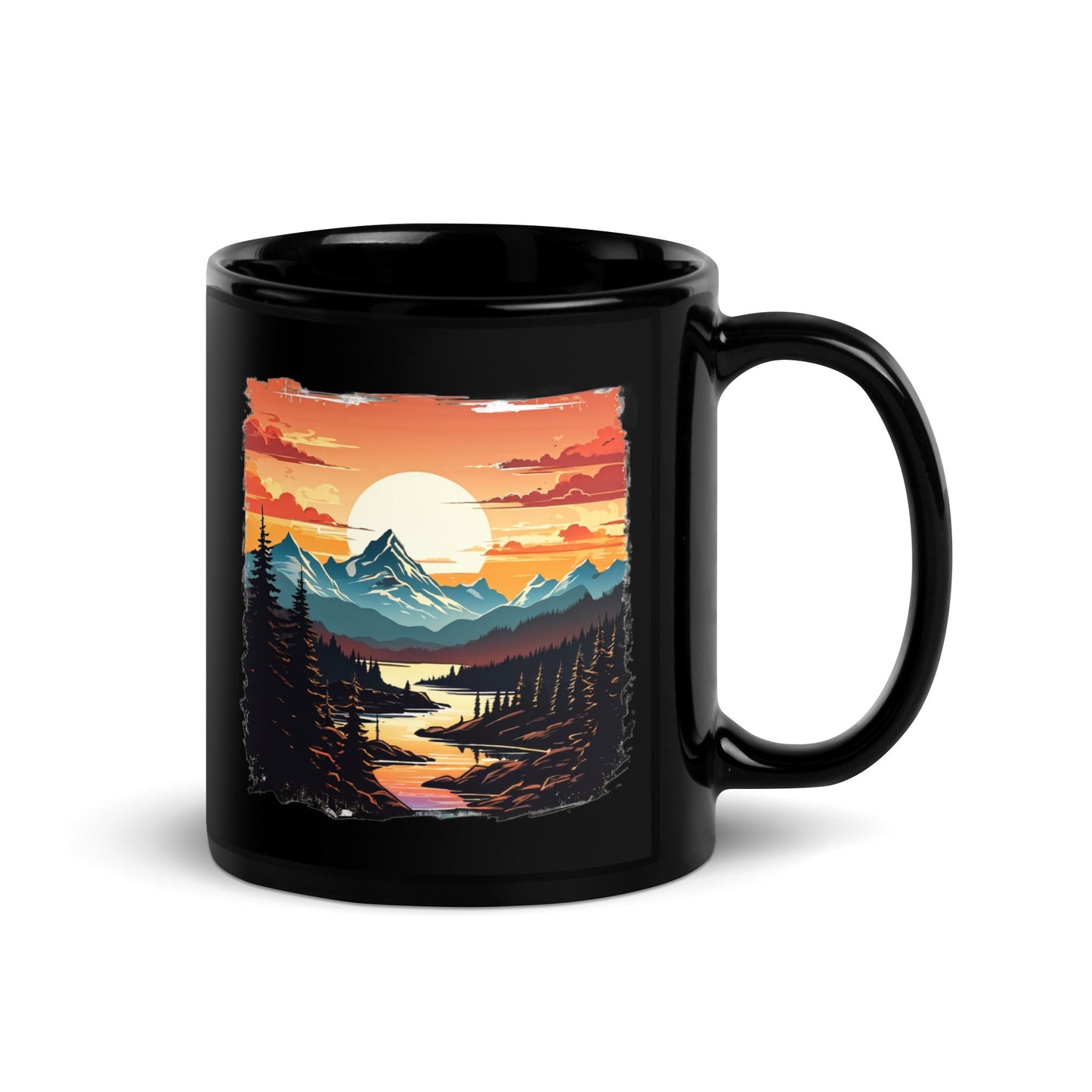 Mountain Stream Black Glossy Mug (11 oz) - Discovery Co.