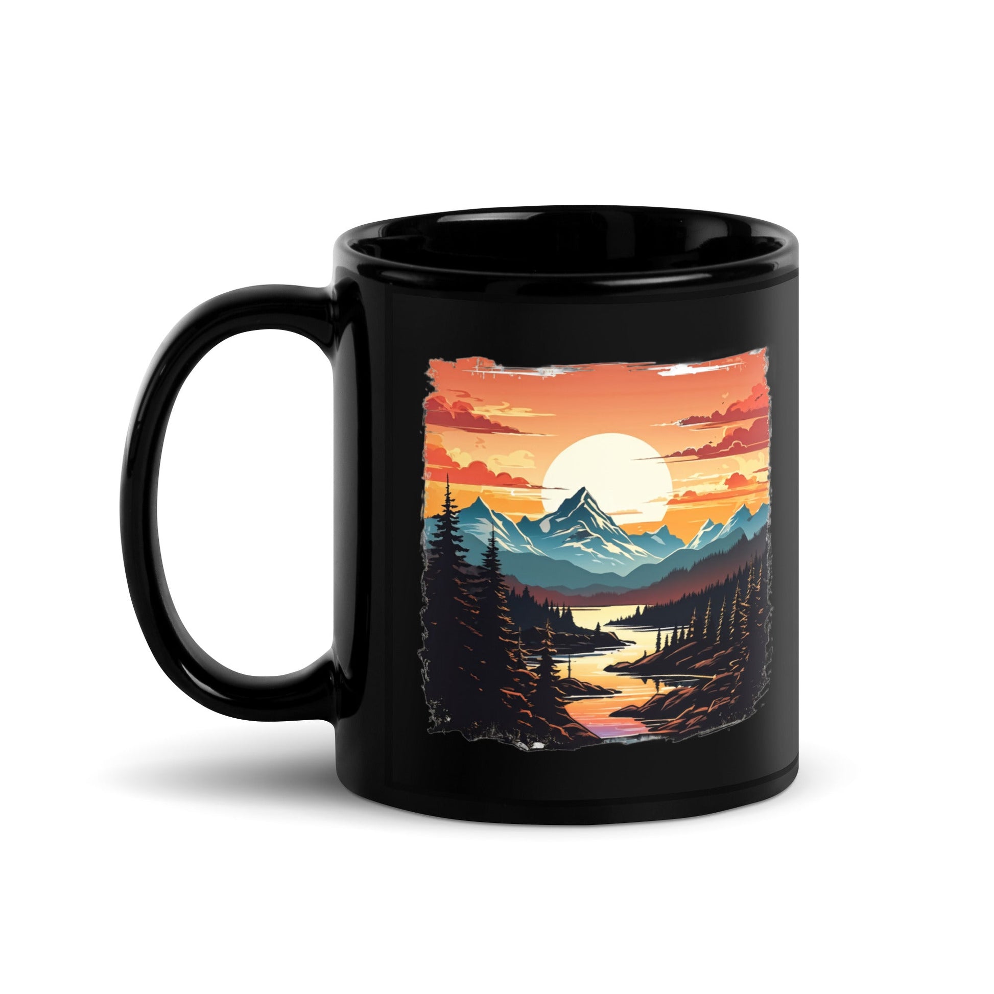 Mountain Stream Black Glossy Mug (11 oz) - Discovery Co.