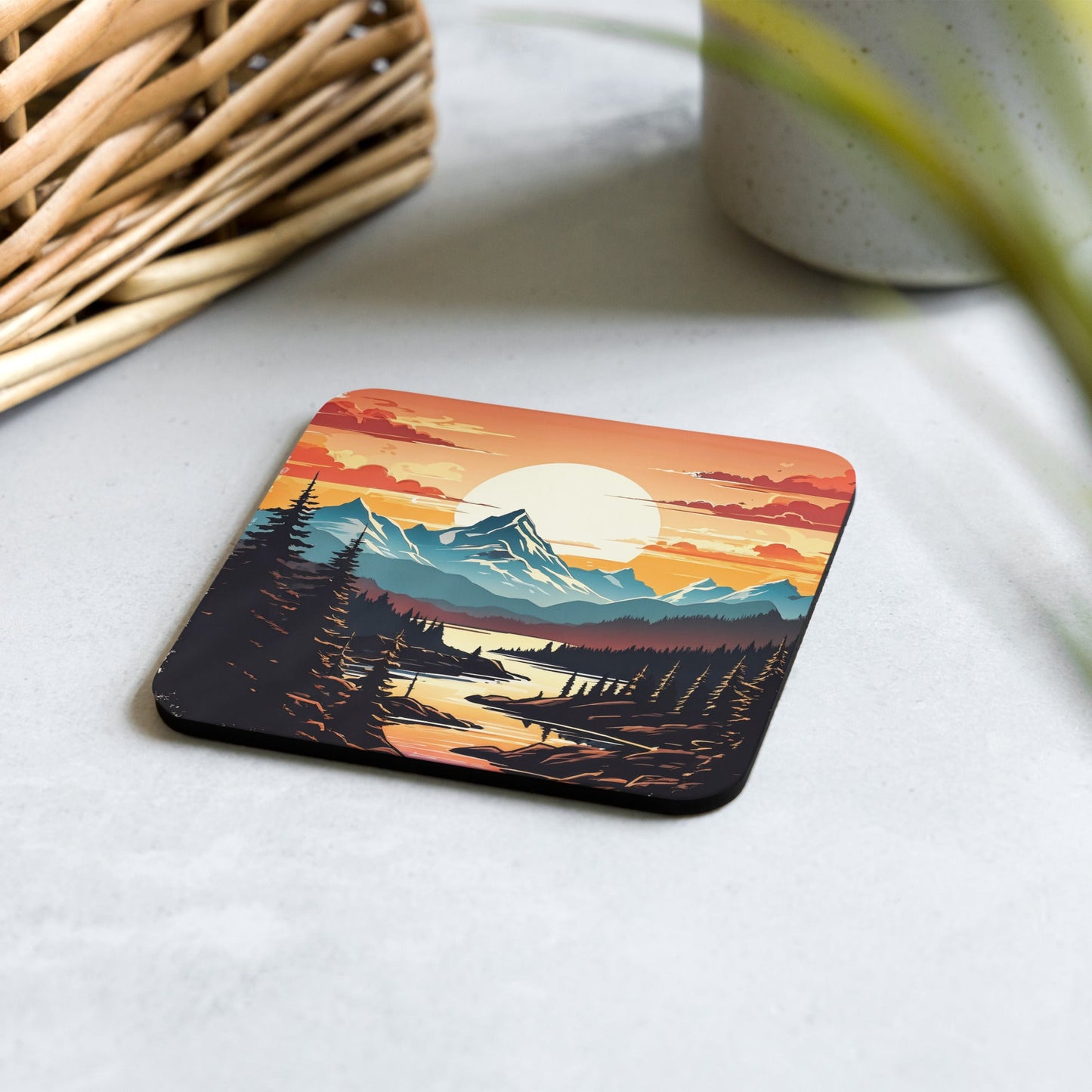 Mountain Stream Cork-back Coaster - Coasters - Discovery Co.