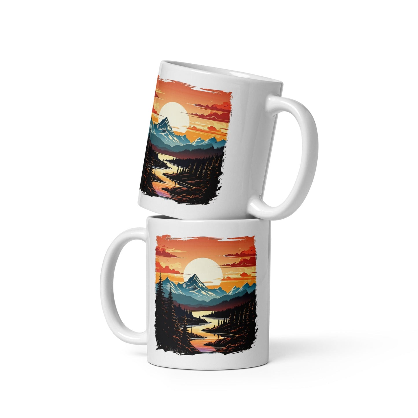 Mountain Stream White Glossy Mug (11 oz, 15 oz, 20 oz) - Mugs - Discovery Co.