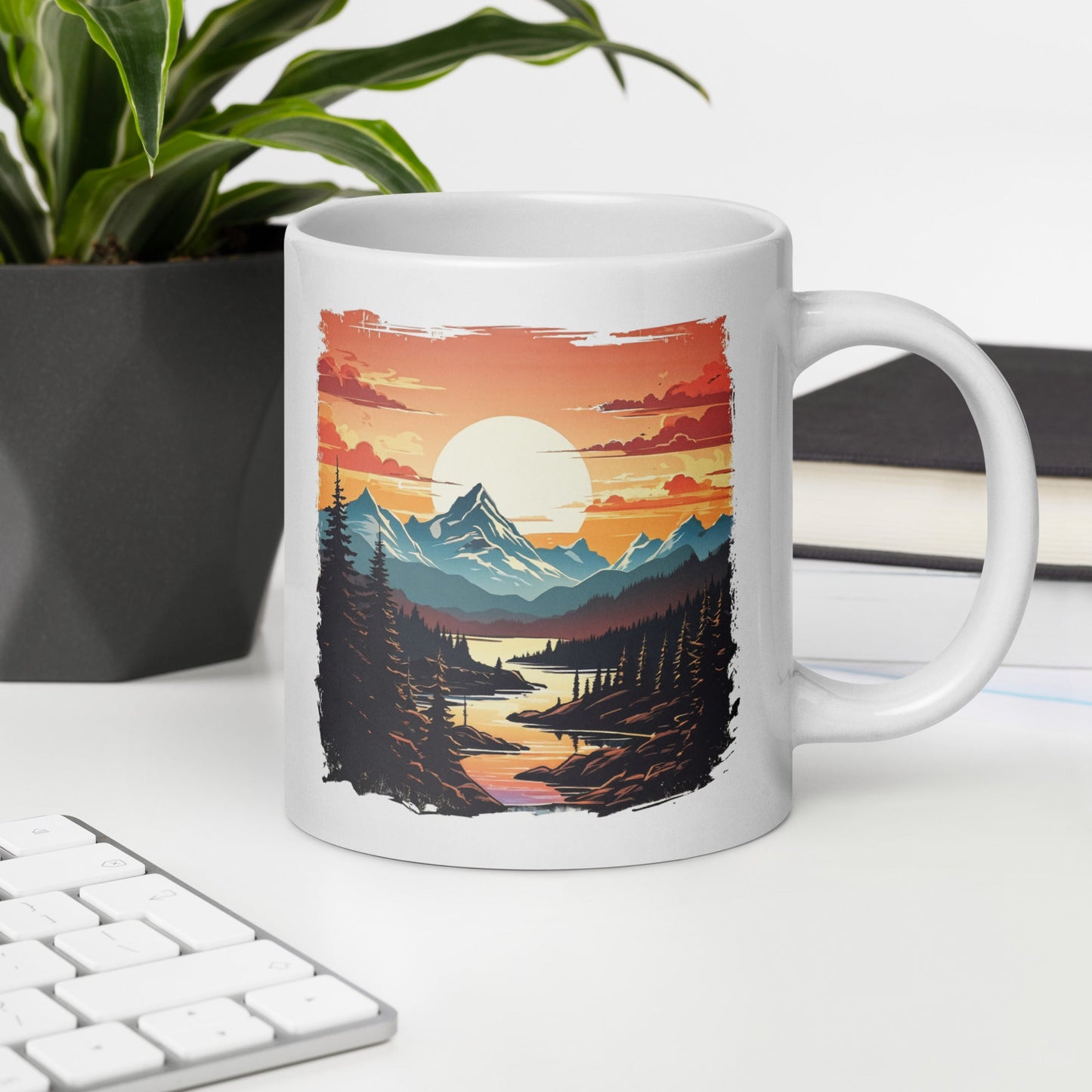 Mountain Stream White Glossy Mug (11 oz, 15 oz, 20 oz) - Mugs - Discovery Co.