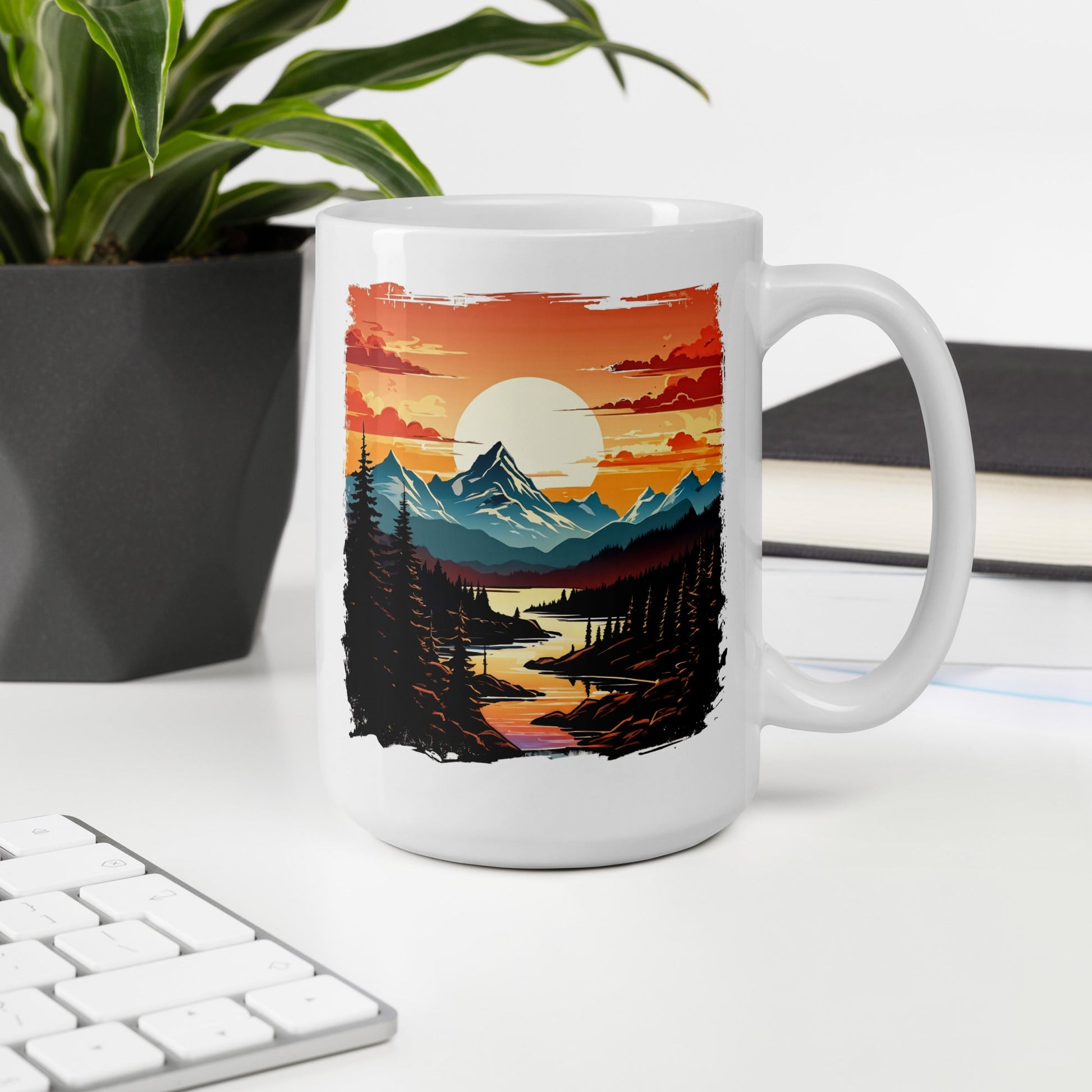 Mountain Stream White Glossy Mug (11 oz, 15 oz, 20 oz) - Mugs - Discovery Co.