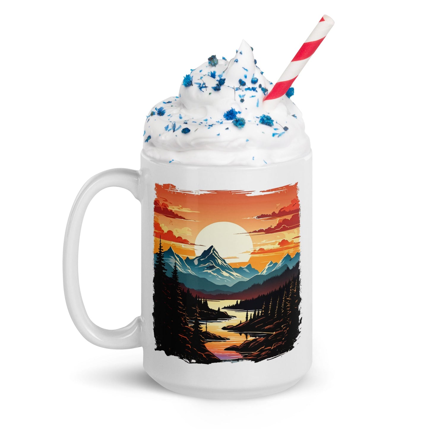 Mountain Stream White Glossy Mug (11 oz, 15 oz, 20 oz) - Mugs - Discovery Co.