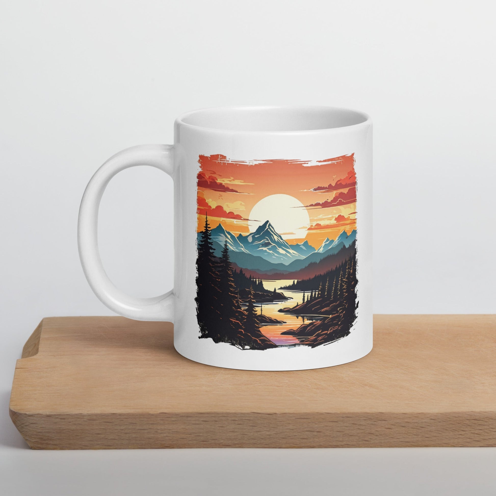 Mountain Stream White Glossy Mug (11 oz, 15 oz, 20 oz) - Mugs - Discovery Co.