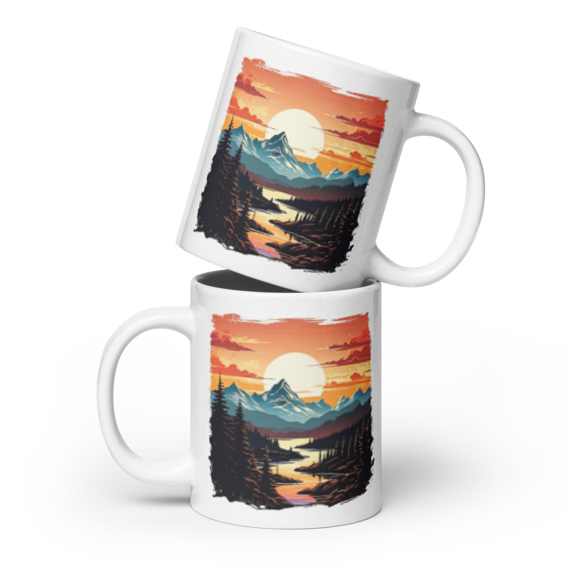 Mountain Stream White Glossy Mug (11 oz, 15 oz, 20 oz) - Mugs - Discovery Co.