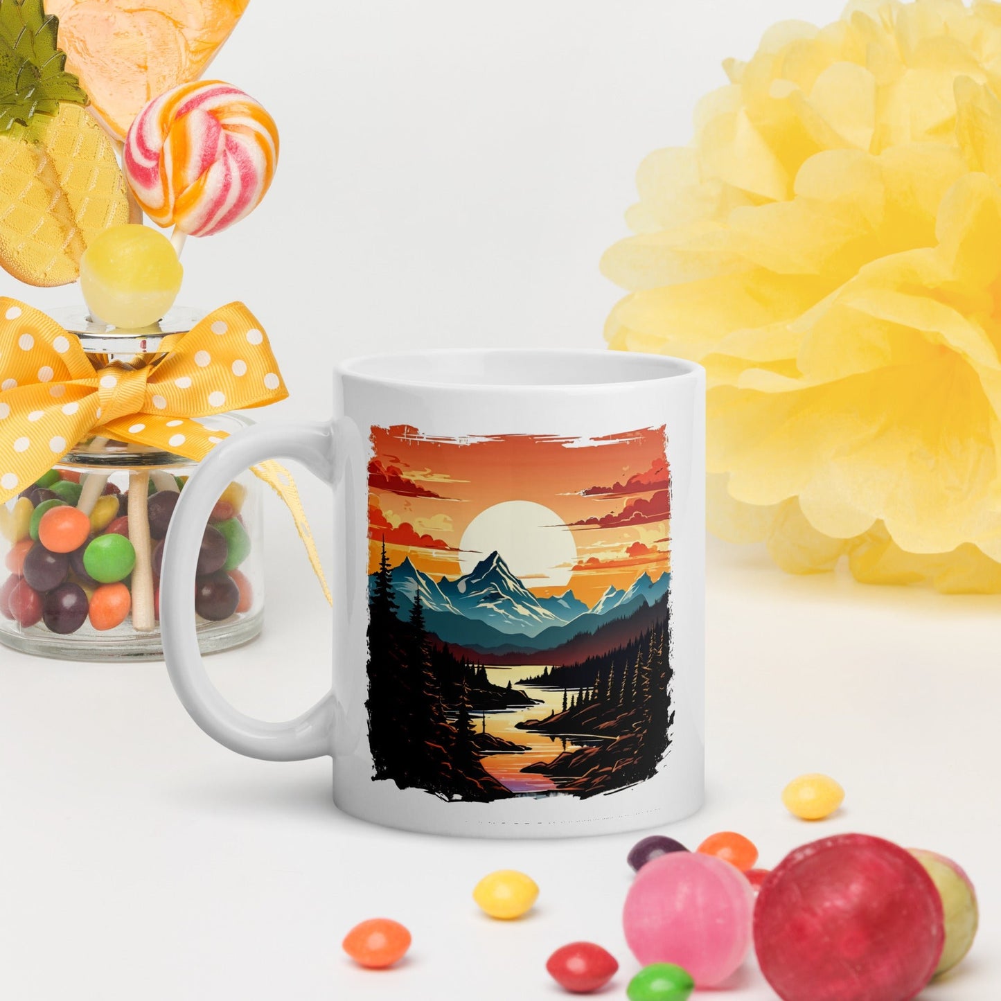 Mountain Stream White Glossy Mug (11 oz, 15 oz, 20 oz) - Mugs - Discovery Co.