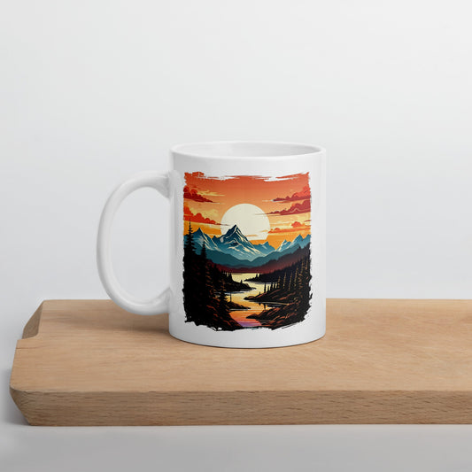 Mountain Stream White Glossy Mug (11 oz, 15 oz, 20 oz) - Mugs - Discovery Co.