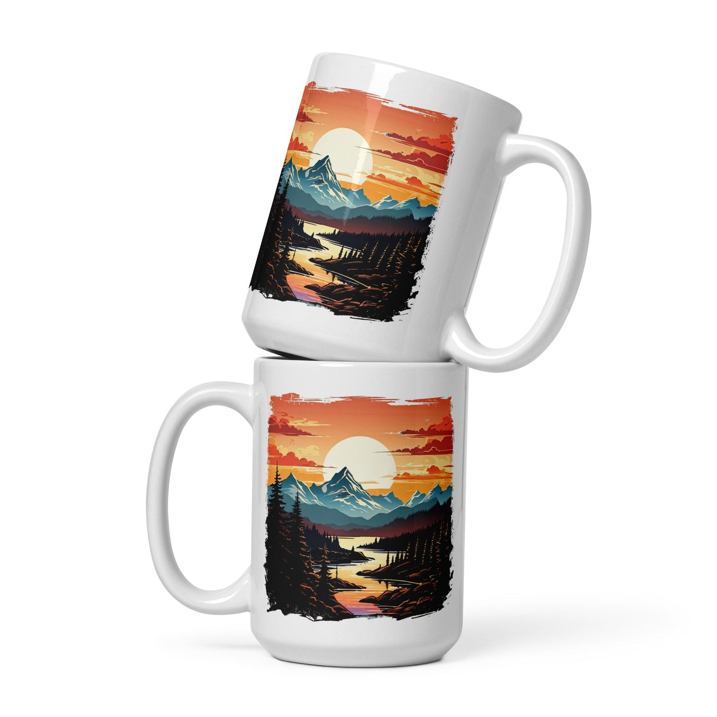 Mountain Stream White Glossy Mug (11 oz, 15 oz, 20 oz) - Mugs - Discovery Co.