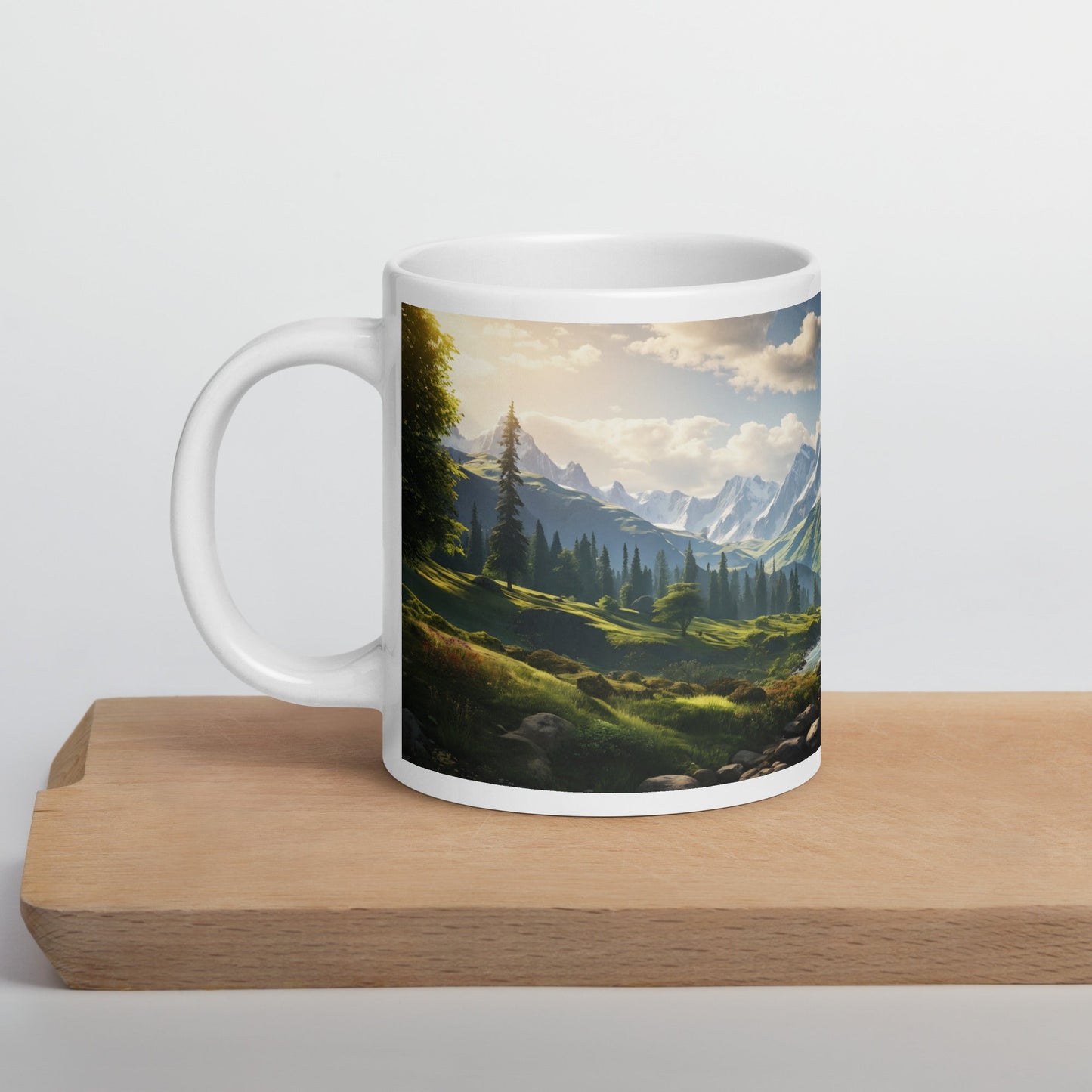 Mountain View White Glossy Mug (11 oz, 15 oz, 20 oz) - Mugs - Discovery Co.