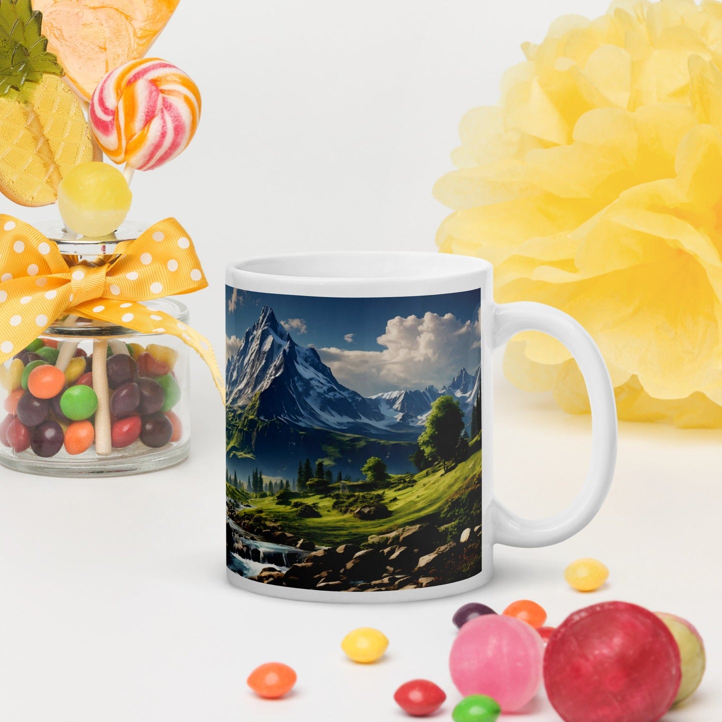 Mountain View White Glossy Mug (11 oz, 15 oz, 20 oz) - Mugs - Discovery Co.
