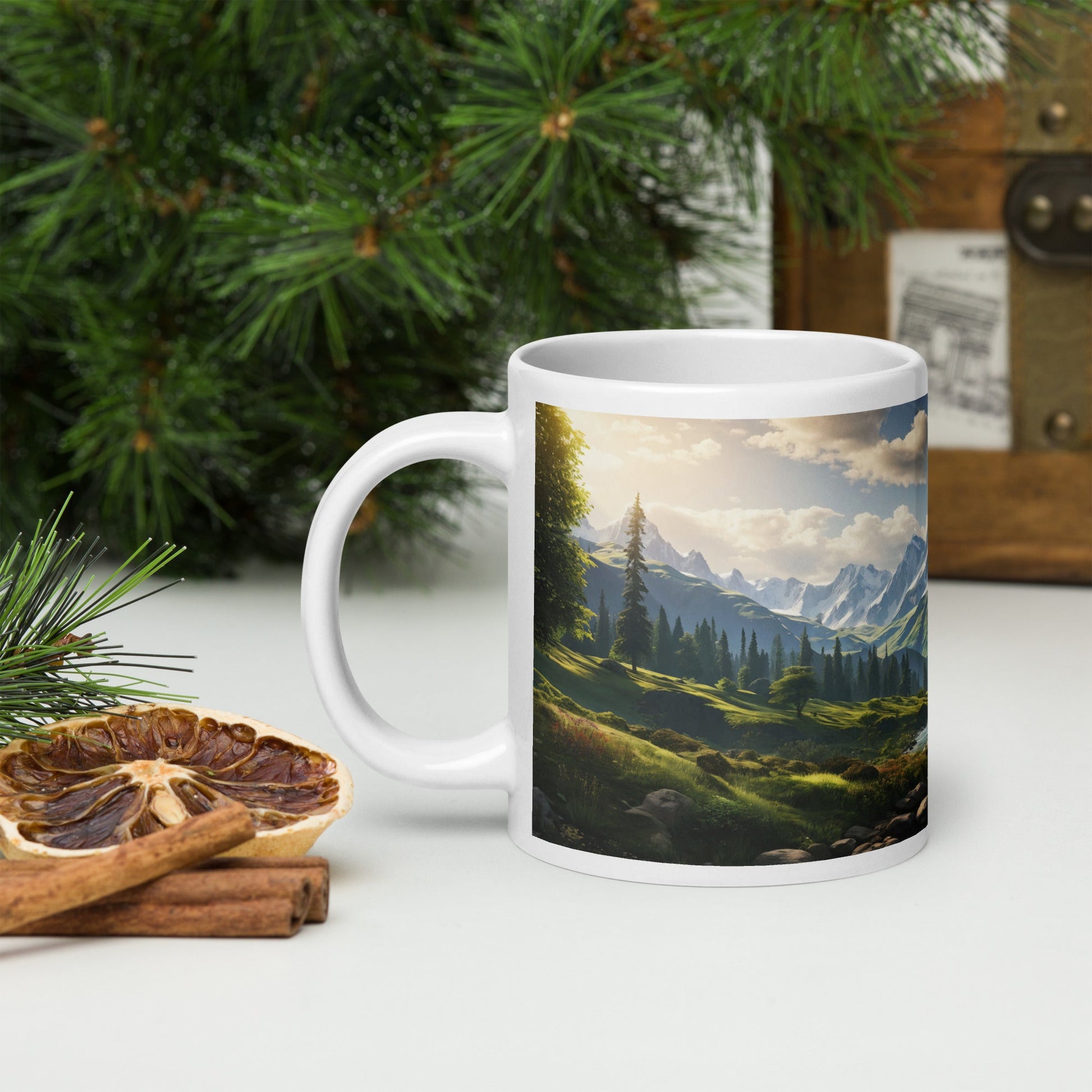 Mountain View White Glossy Mug (11 oz, 15 oz, 20 oz) - Mugs - Discovery Co.