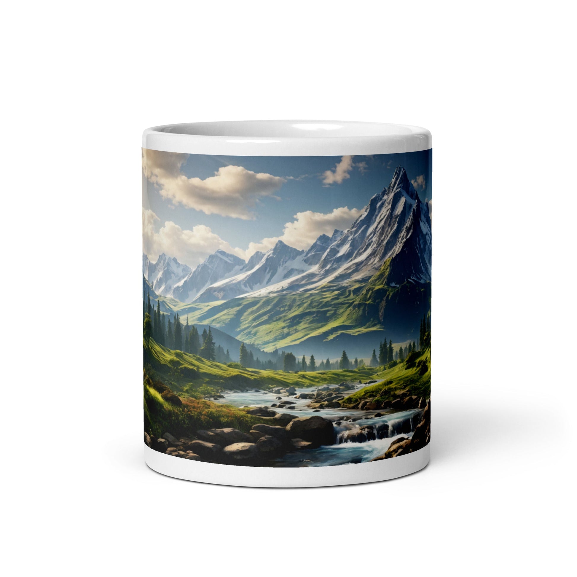 Mountain View White Glossy Mug (11 oz, 15 oz, 20 oz) - Mugs - Discovery Co.