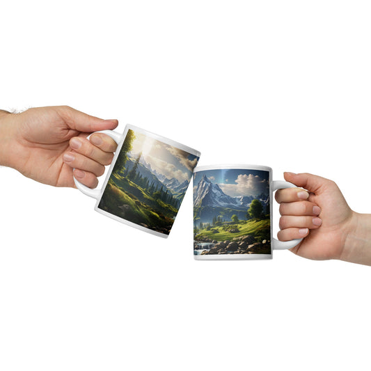 Mountain View White Glossy Mug (11 oz, 15 oz, 20 oz) - Mugs - Discovery Co.