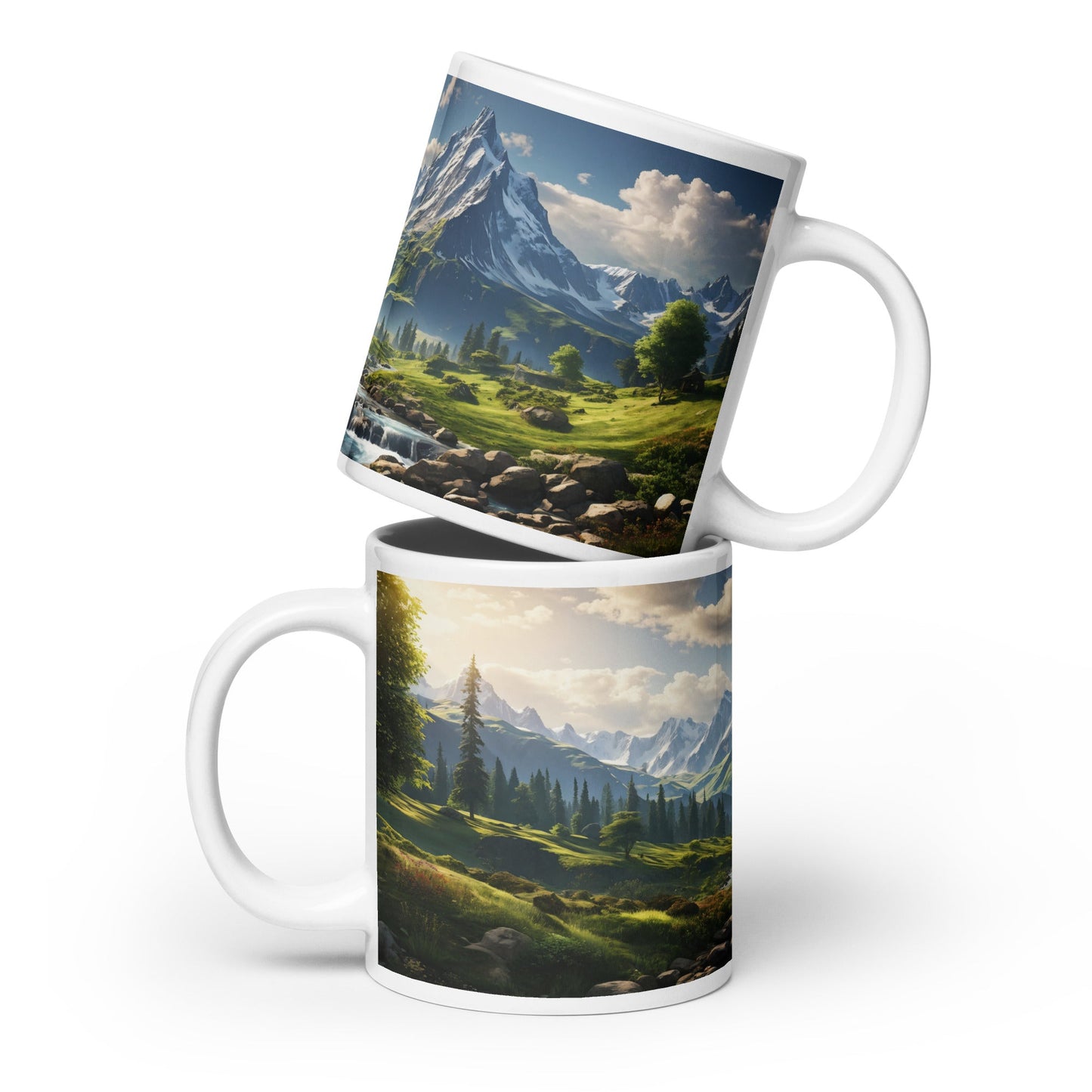 Mountain View White Glossy Mug (11 oz, 15 oz, 20 oz) - Mugs - Discovery Co.