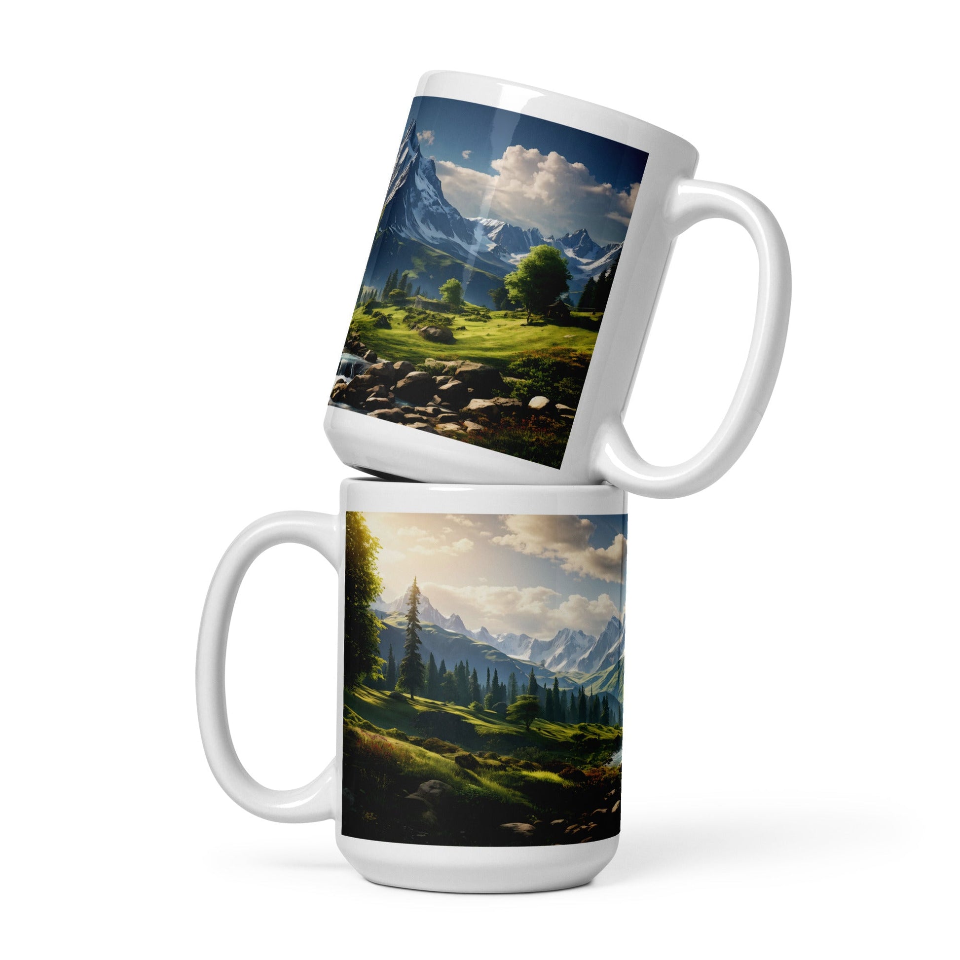 Mountain View White Glossy Mug (11 oz, 15 oz, 20 oz) - Mugs - Discovery Co.