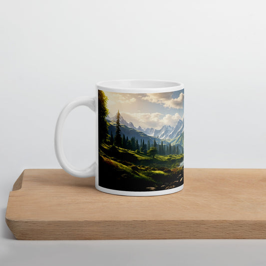 Mountain View White Glossy Mug (11 oz, 15 oz, 20 oz) - Mugs - Discovery Co.