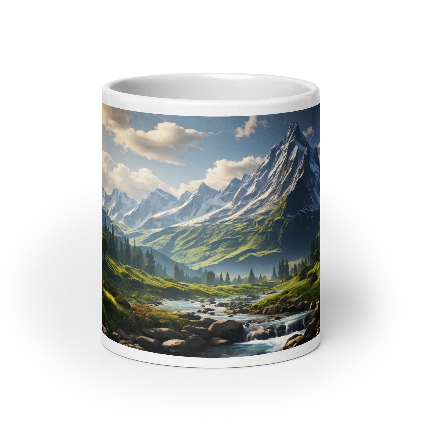 Mountain View White Glossy Mug (11 oz, 15 oz, 20 oz) - Mugs - Discovery Co.