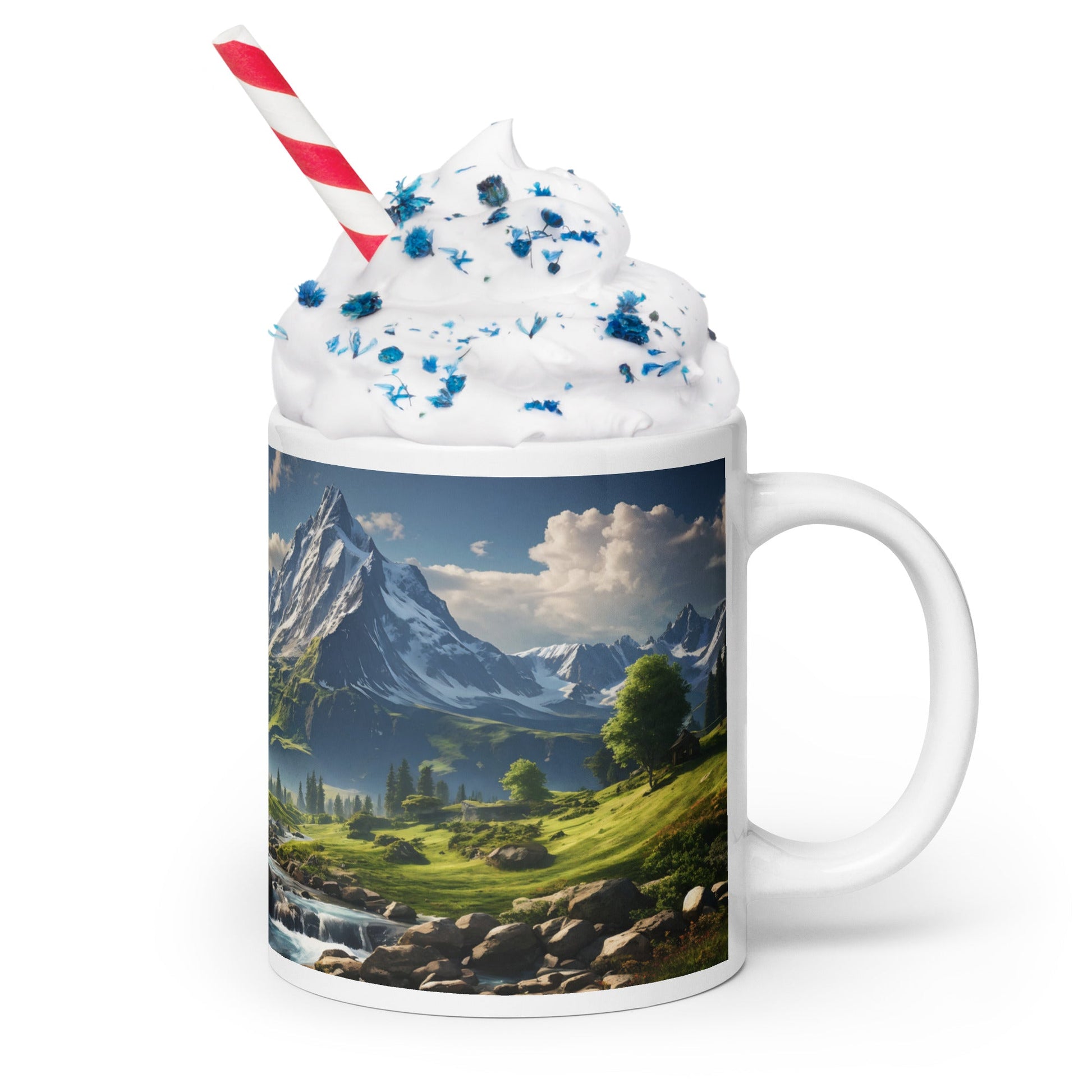 Mountain View White Glossy Mug (11 oz, 15 oz, 20 oz) - Mugs - Discovery Co.