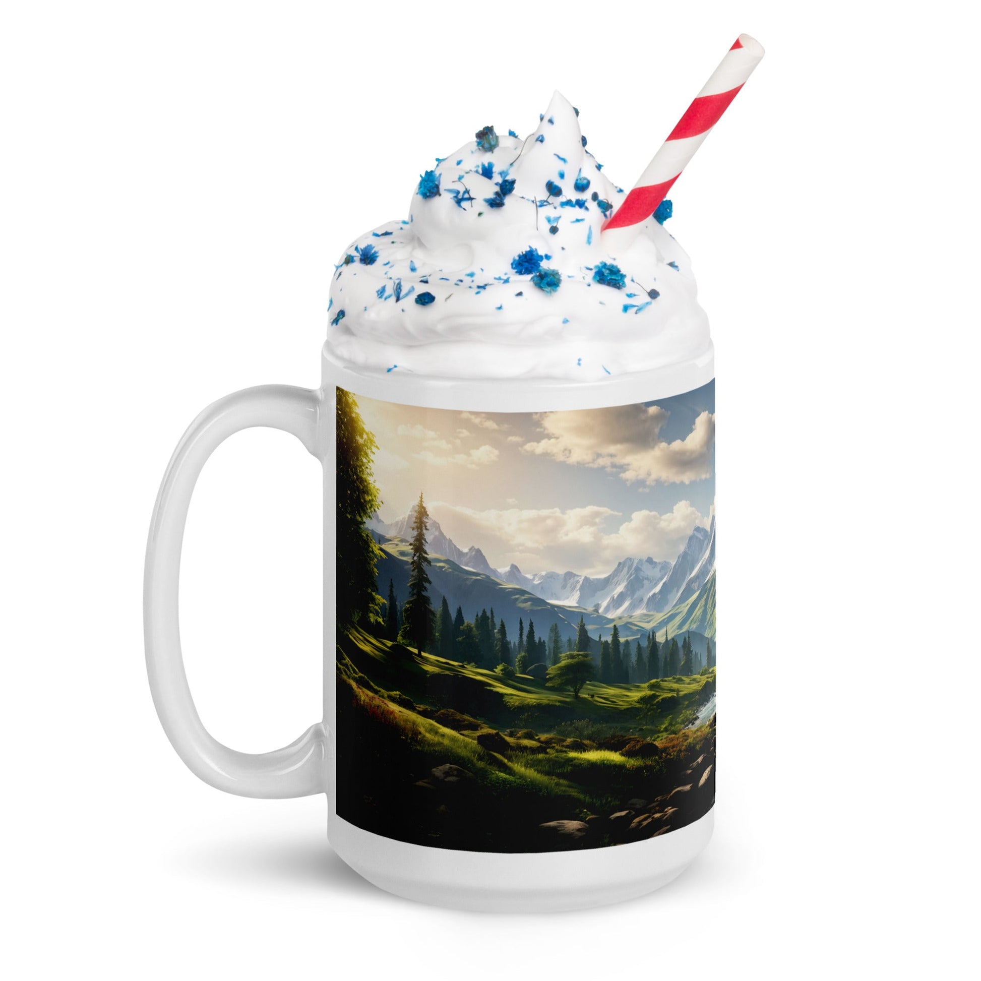 Mountain View White Glossy Mug (11 oz, 15 oz, 20 oz) - Mugs - Discovery Co.