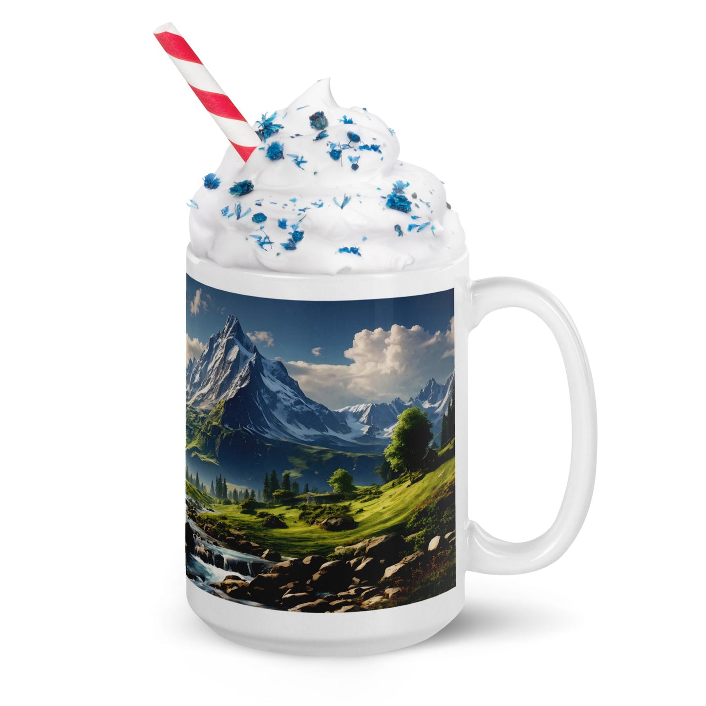 Mountain View White Glossy Mug (11 oz, 15 oz, 20 oz) - Mugs - Discovery Co.