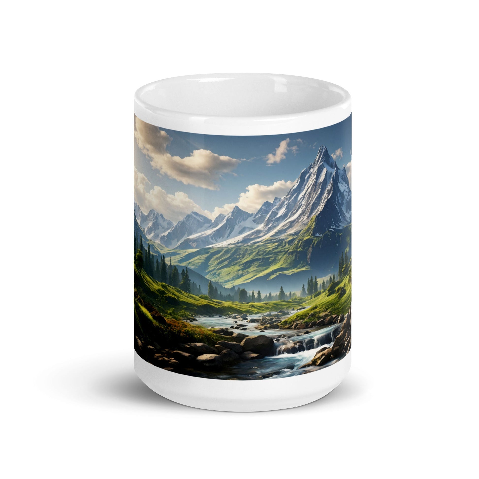 Mountain View White Glossy Mug (11 oz, 15 oz, 20 oz) - Mugs - Discovery Co.