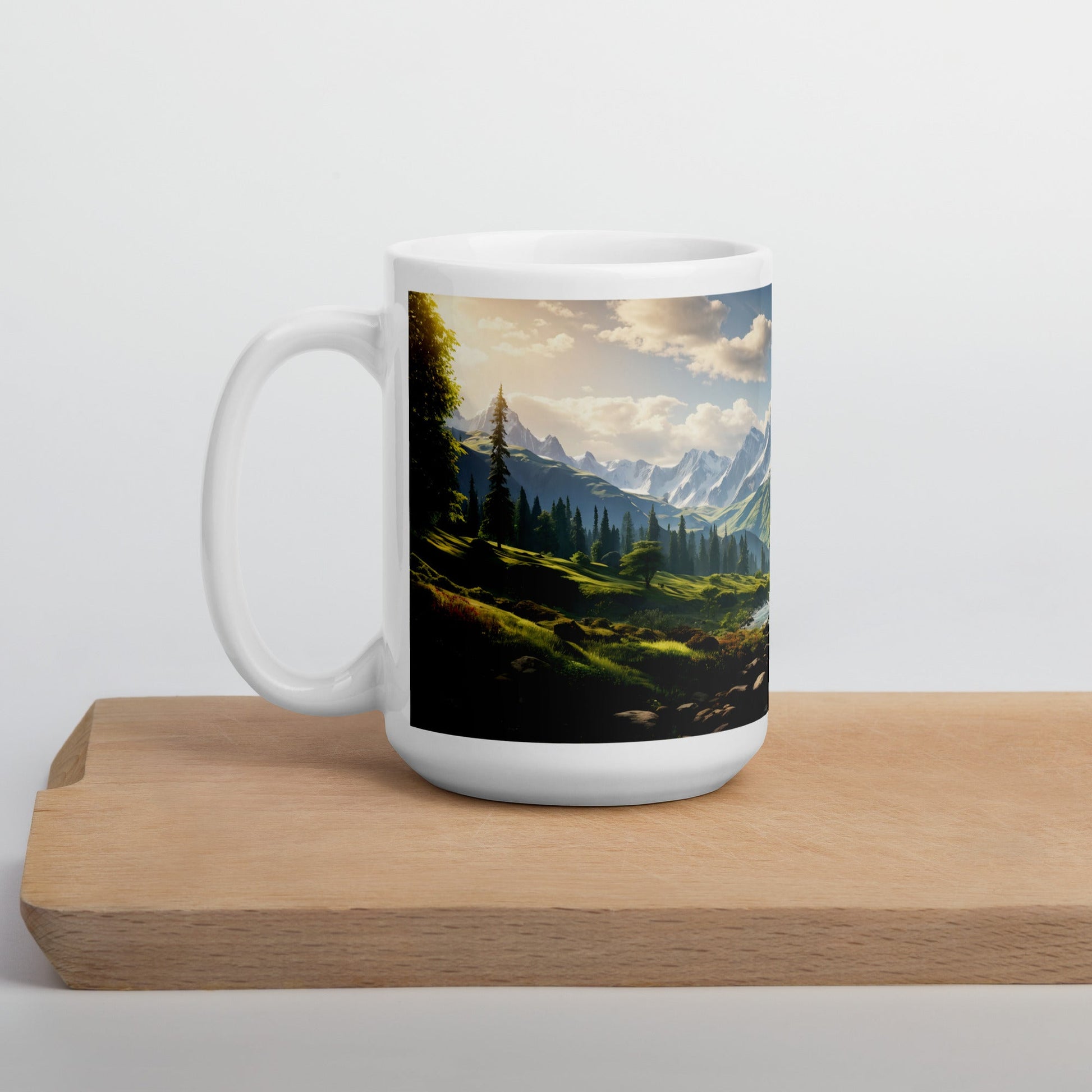 Mountain View White Glossy Mug (11 oz, 15 oz, 20 oz) - Mugs - Discovery Co.