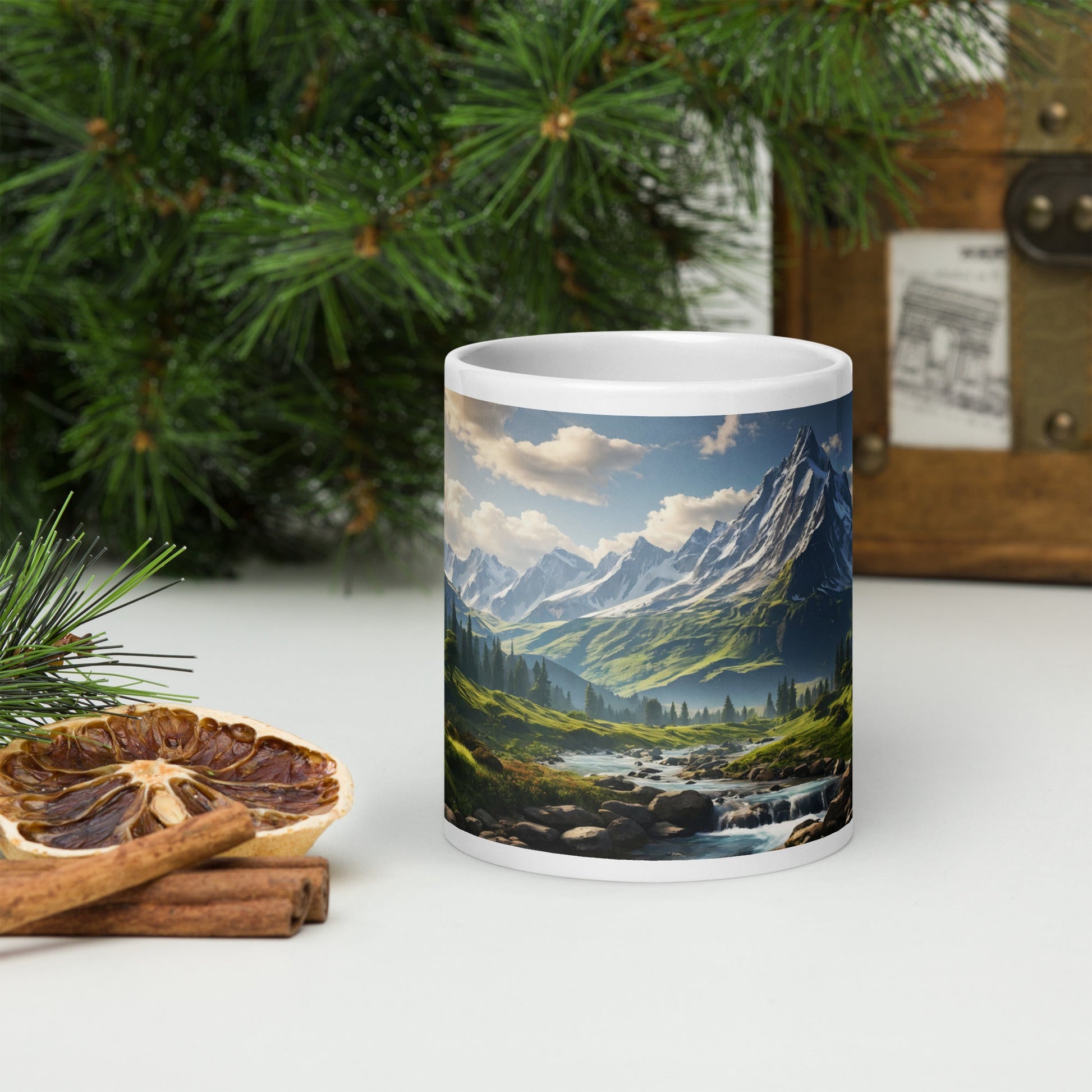 Mountain View White Glossy Mug (11 oz, 15 oz, 20 oz) - Mugs - Discovery Co.