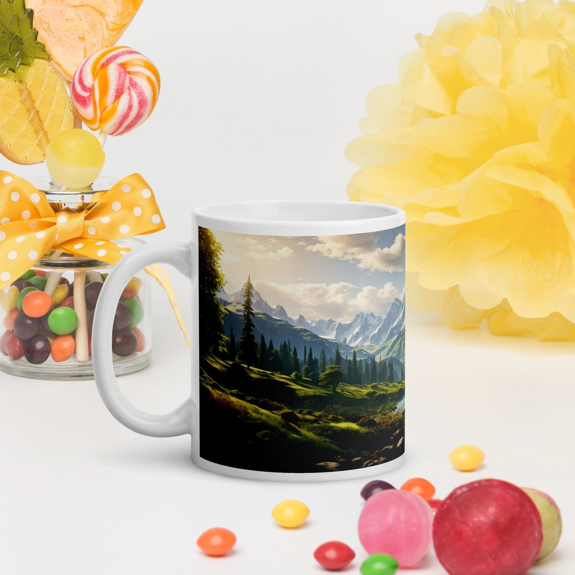 Mountain View White Glossy Mug (11 oz, 15 oz, 20 oz) - Mugs - Discovery Co.