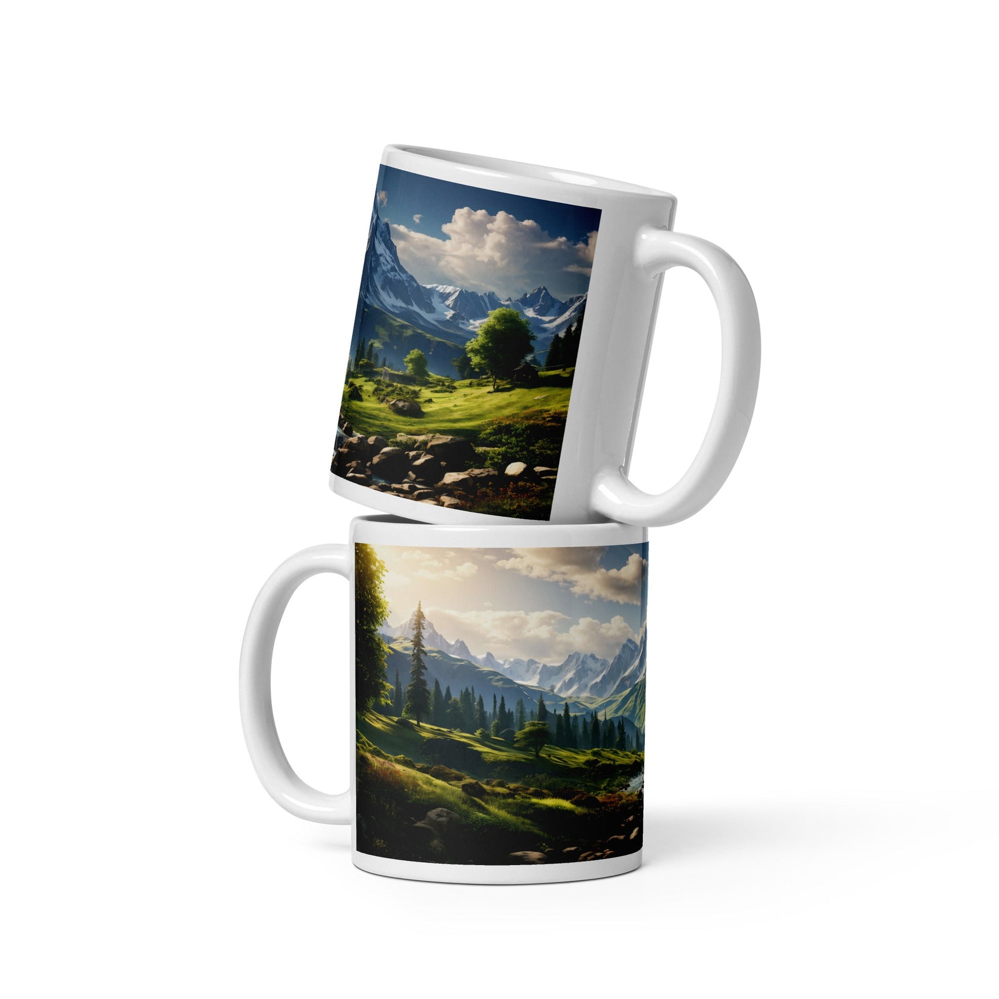 Mountain View White Glossy Mug (11 oz, 15 oz, 20 oz) - Mugs - Discovery Co.