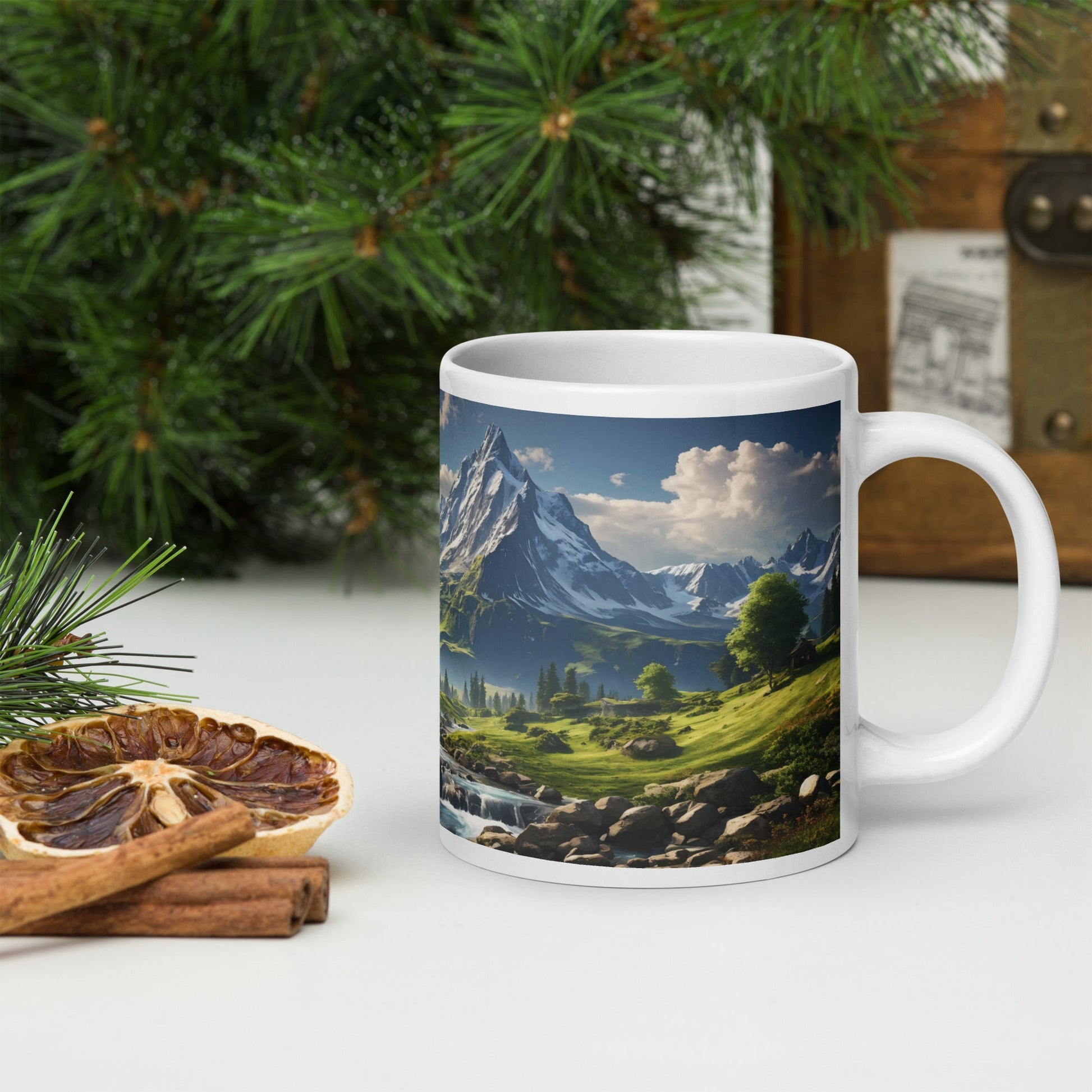 Mountain View White Glossy Mug (11 oz, 15 oz, 20 oz) - Mugs - Discovery Co.