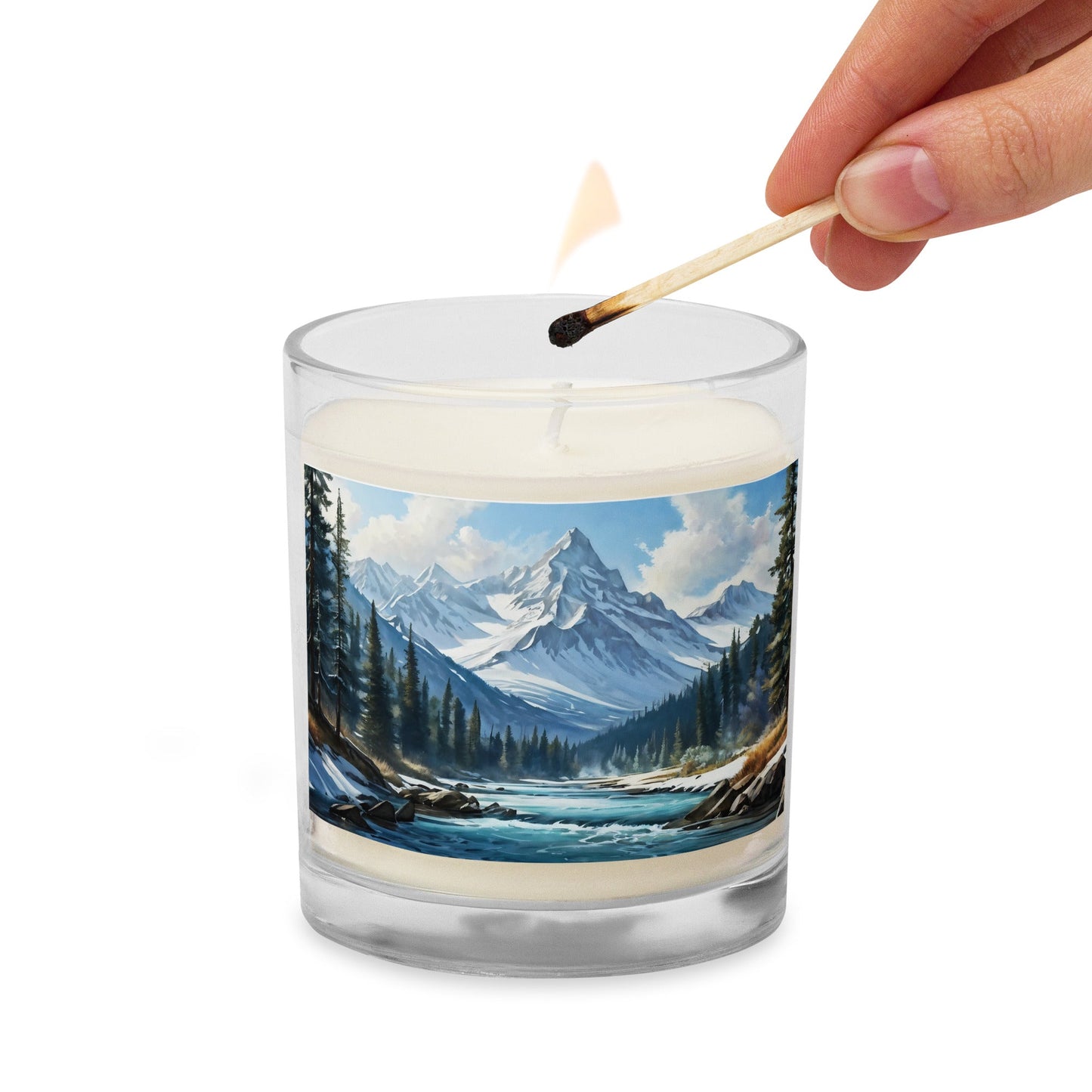Mountains By The River Glass Jar Soy Wax Candle - Candles - Discovery Co.