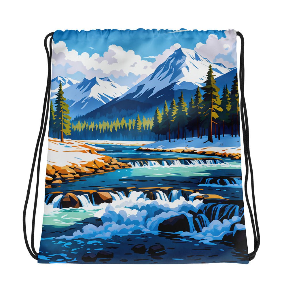 Mountains By The River II Drawstring Bag - Drawstring Bag - Discovery Co.