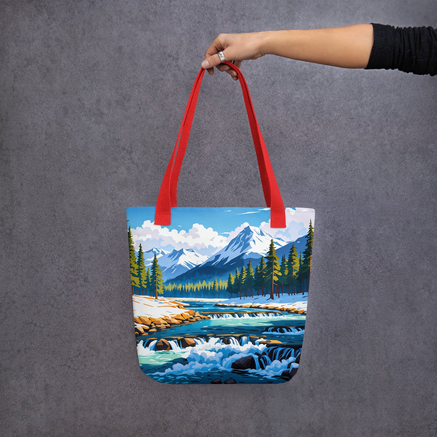 Mountains By The River II Tote Bag - Tote Bags - Discovery Co.