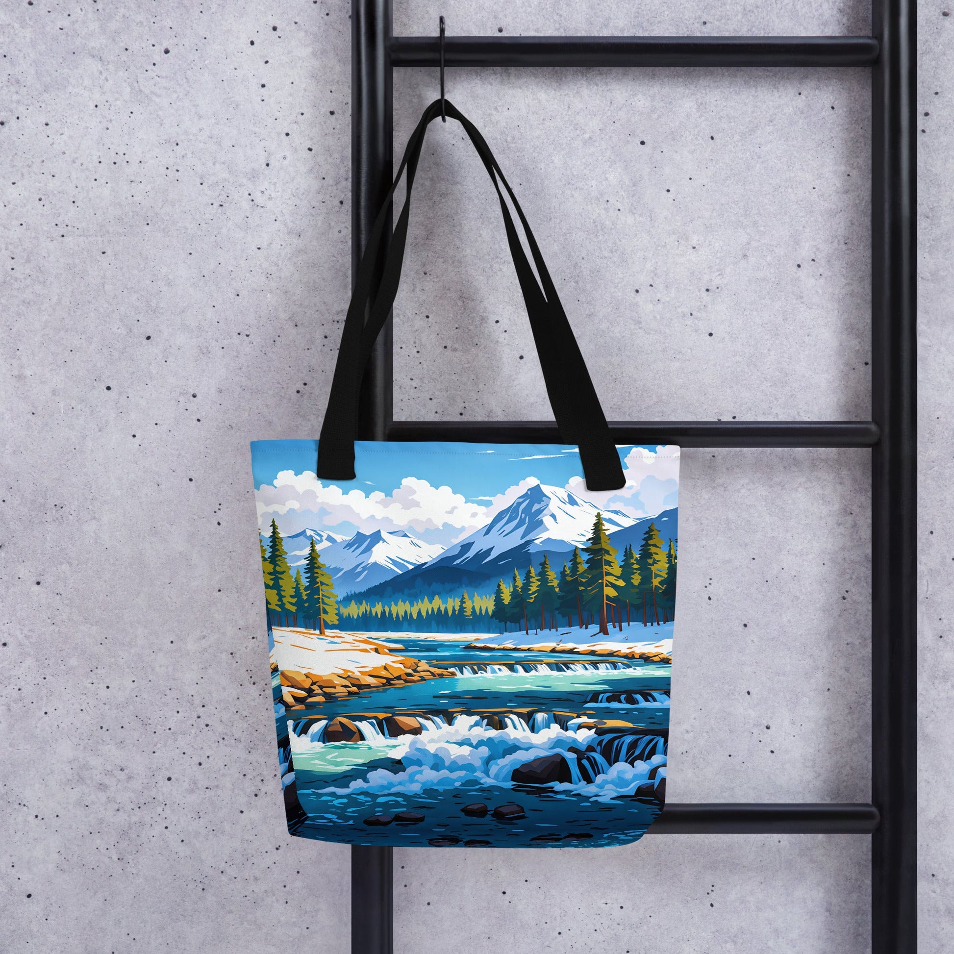 Mountains By The River II Tote Bag - Tote Bags - Discovery Co.