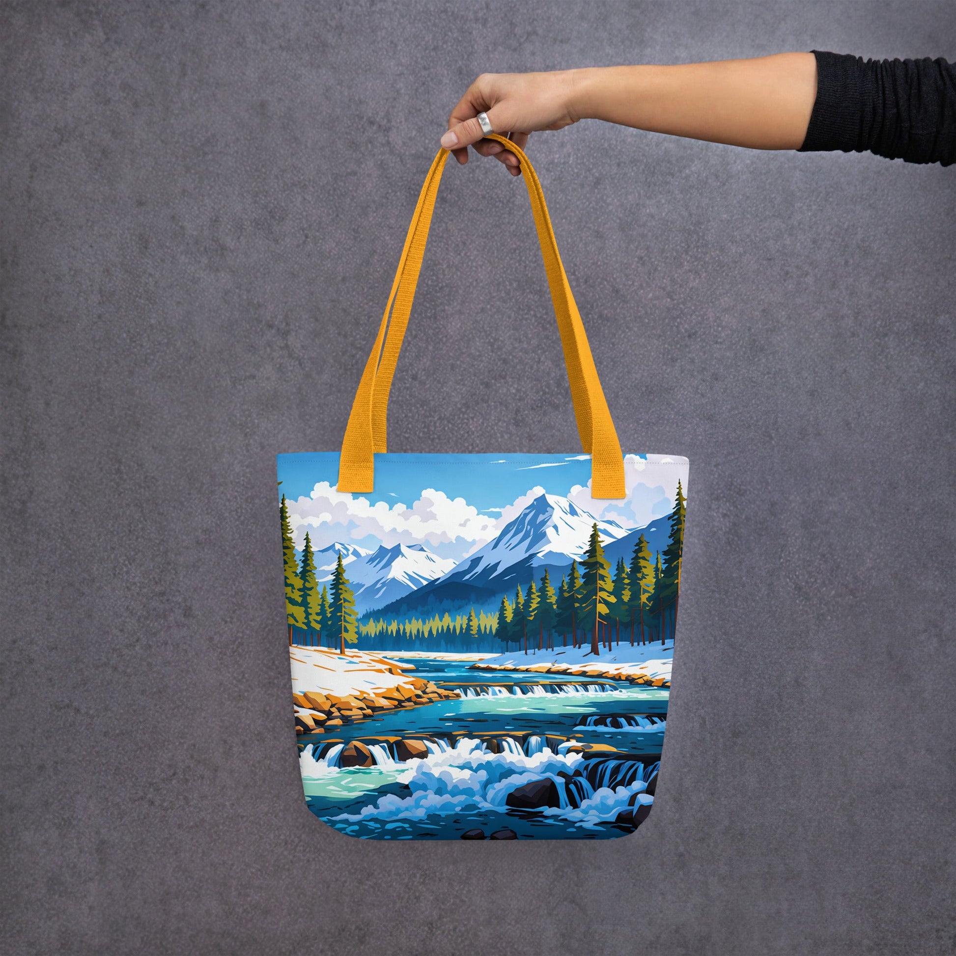 Mountains By The River II Tote Bag - Tote Bags - Discovery Co.