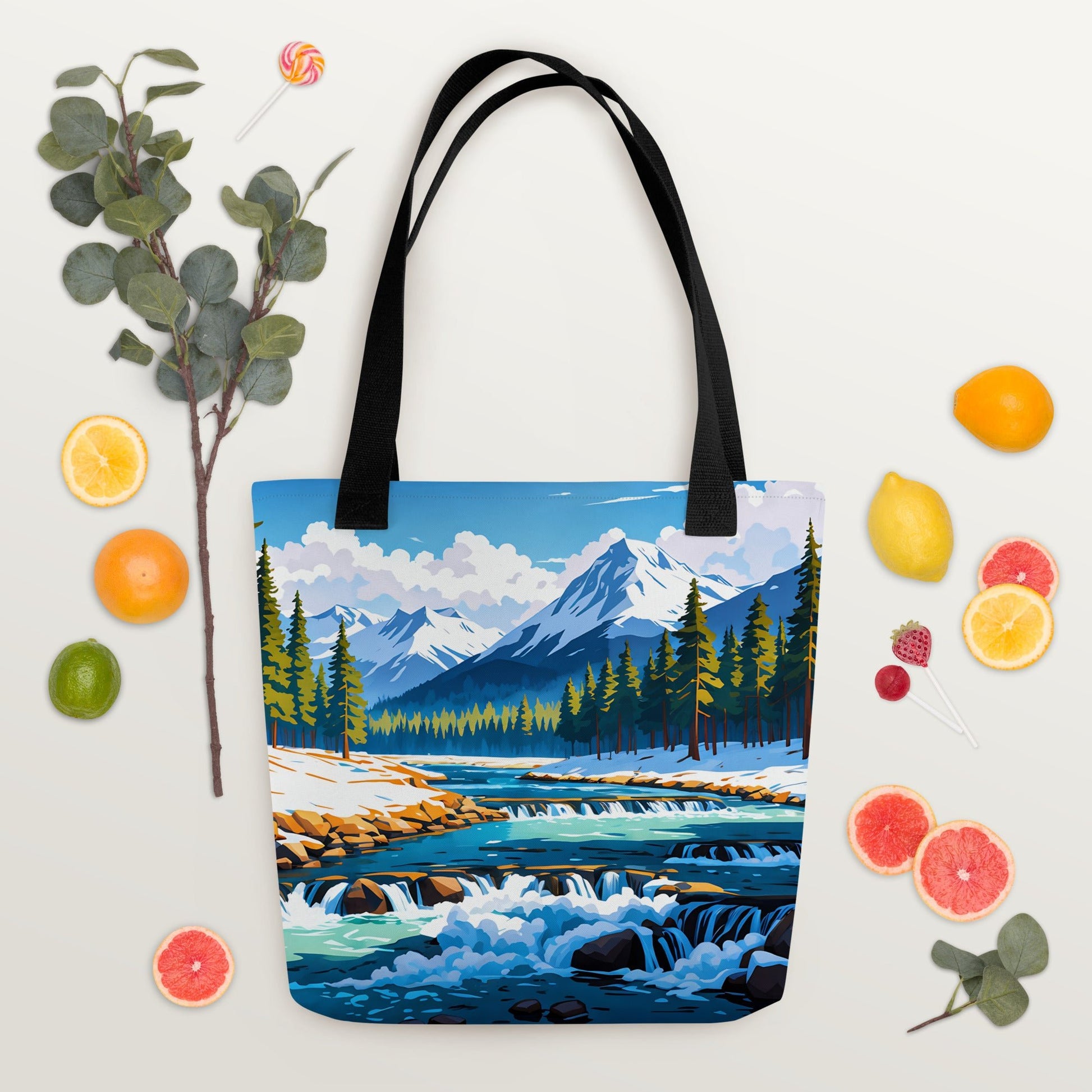 Mountains By The River II Tote Bag - Tote Bags - Discovery Co.